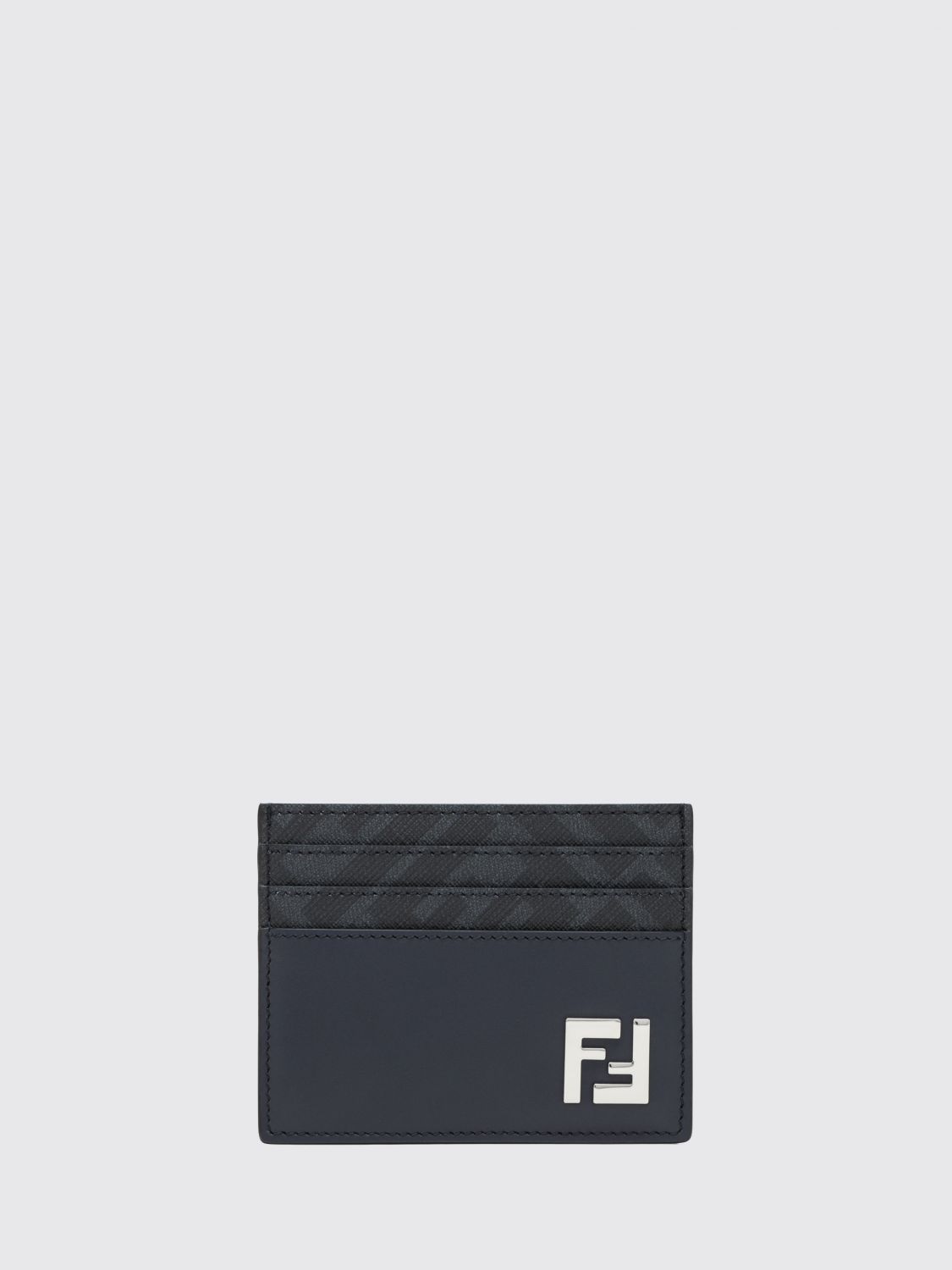 FENDI Portacarte di credito Squared FF iun pelle e cotone spalmato