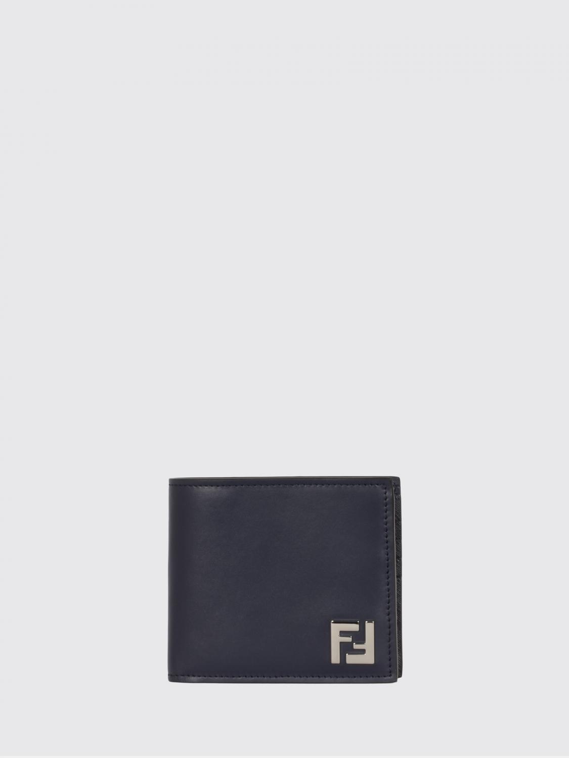 FENDI Portafoglio FF in pelle e cotone spalmato