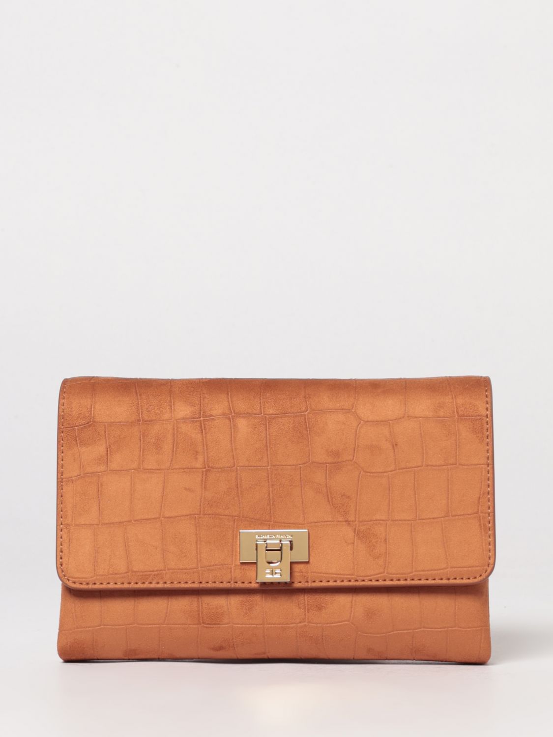 Elisabetta Franchi Suede Crocodile Print Bag · OS