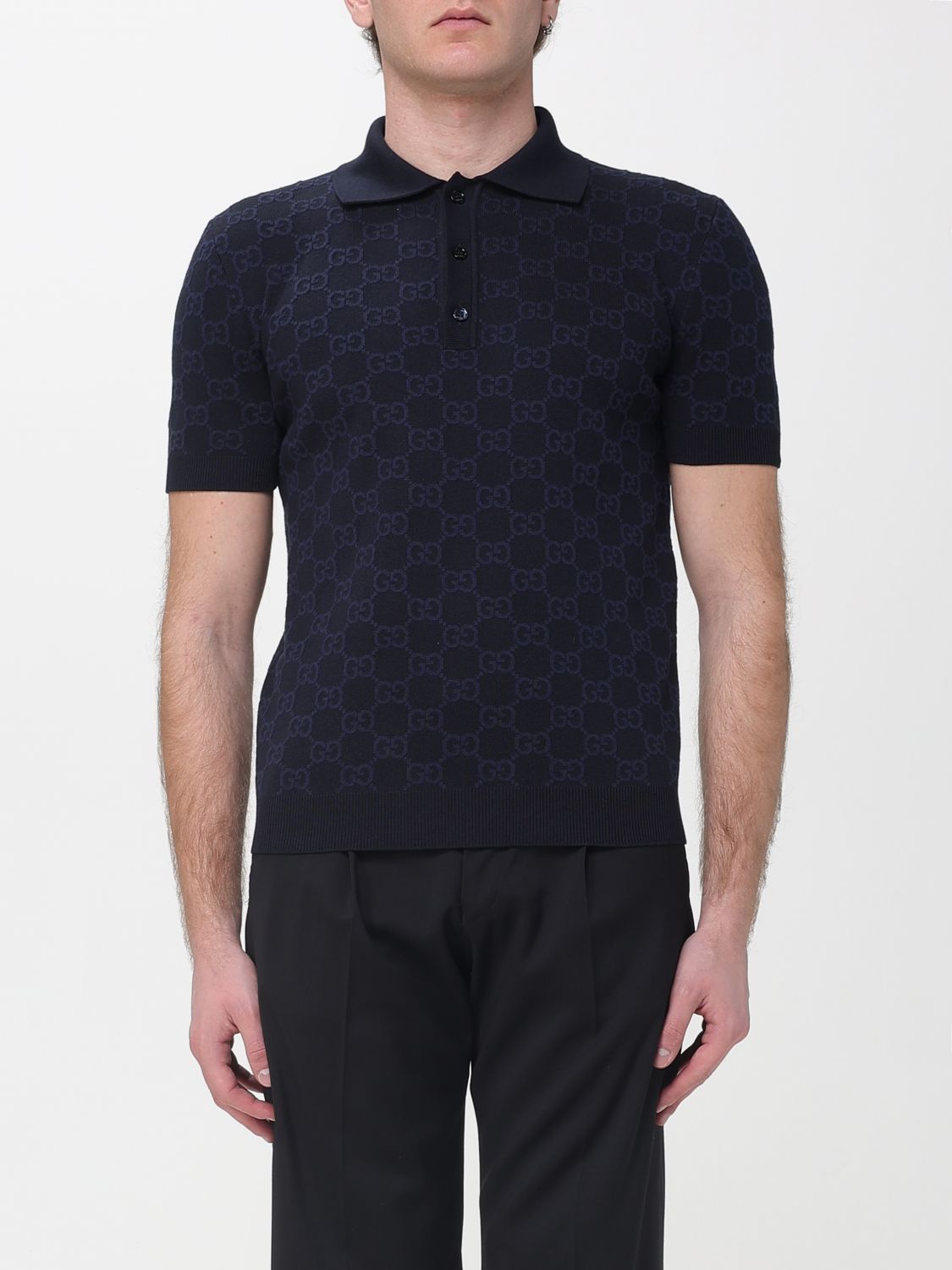 GUCCI Polo in cotone con motivo monogram