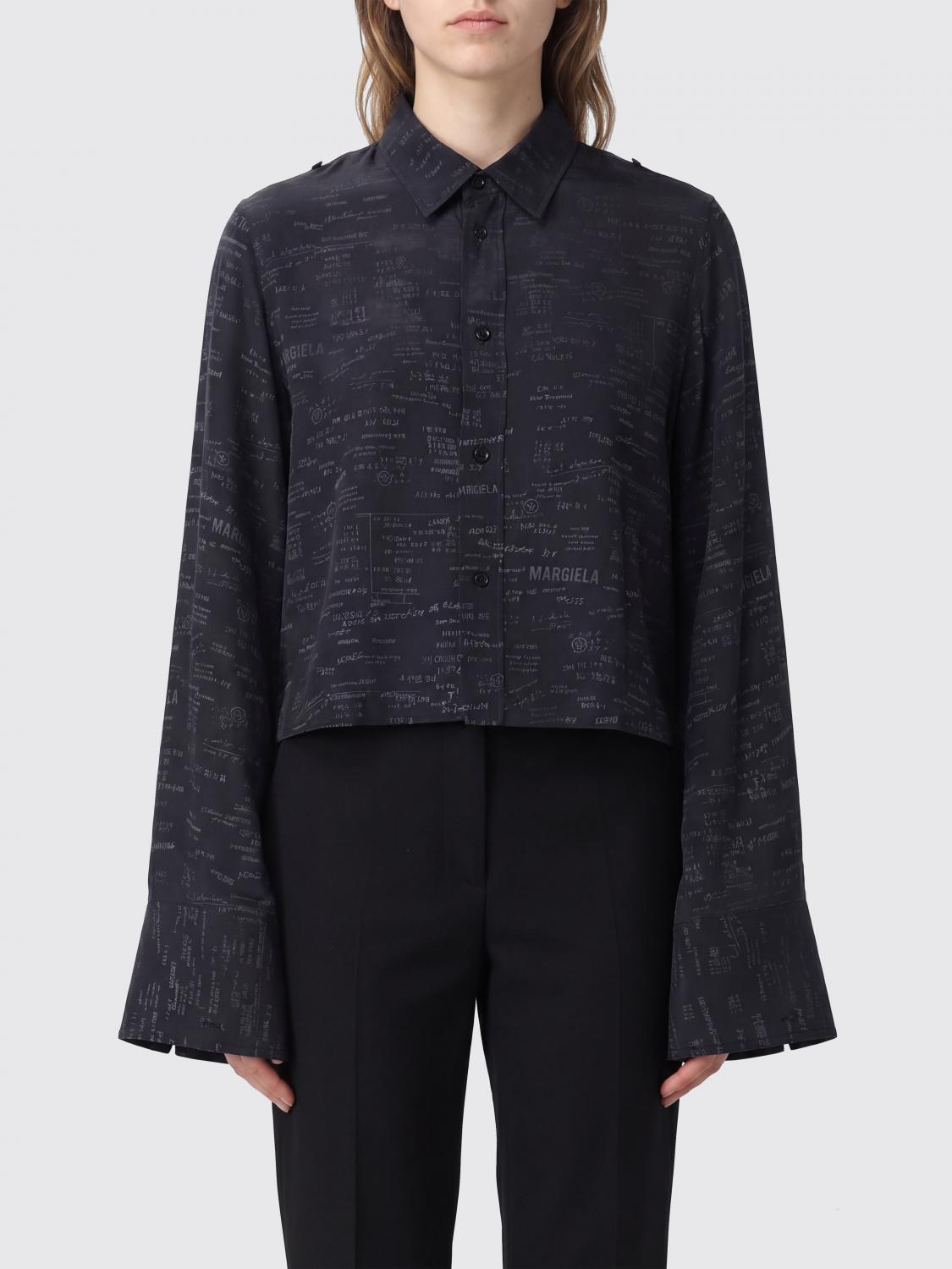 Mm6 Maison Margiela Damen Grau Basic Viscose Blend Shirt