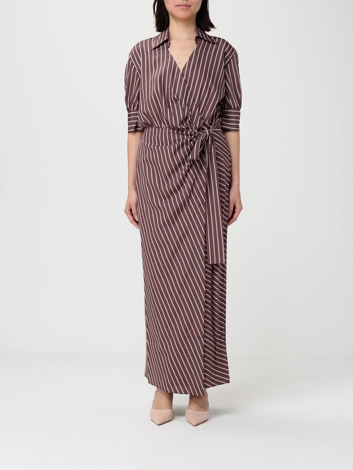 PINKO Gestreiftes Baumwoll-Hemdblusenkleid