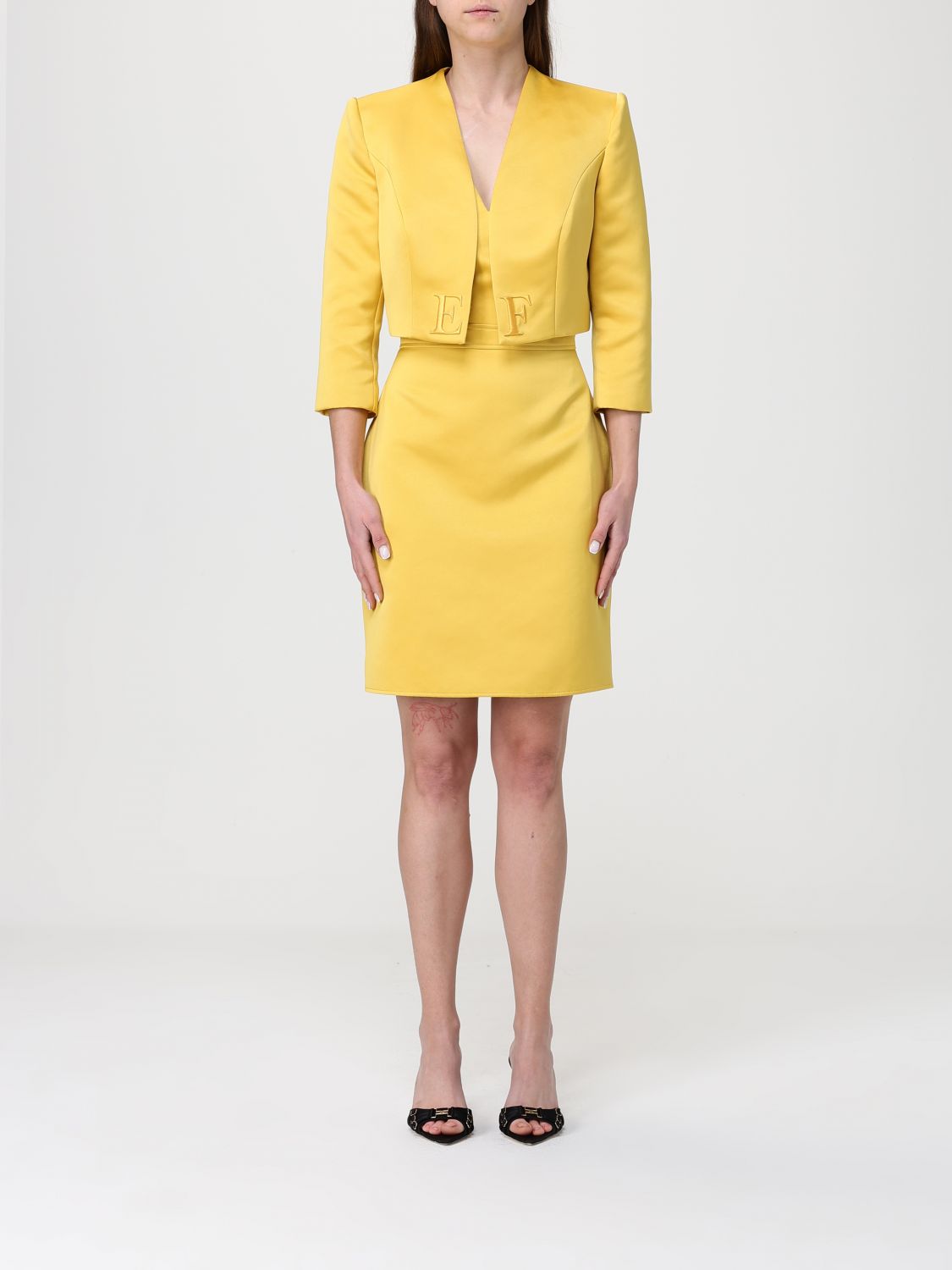 Elisabetta Franchi Duchesse Dress with Crop Jacket