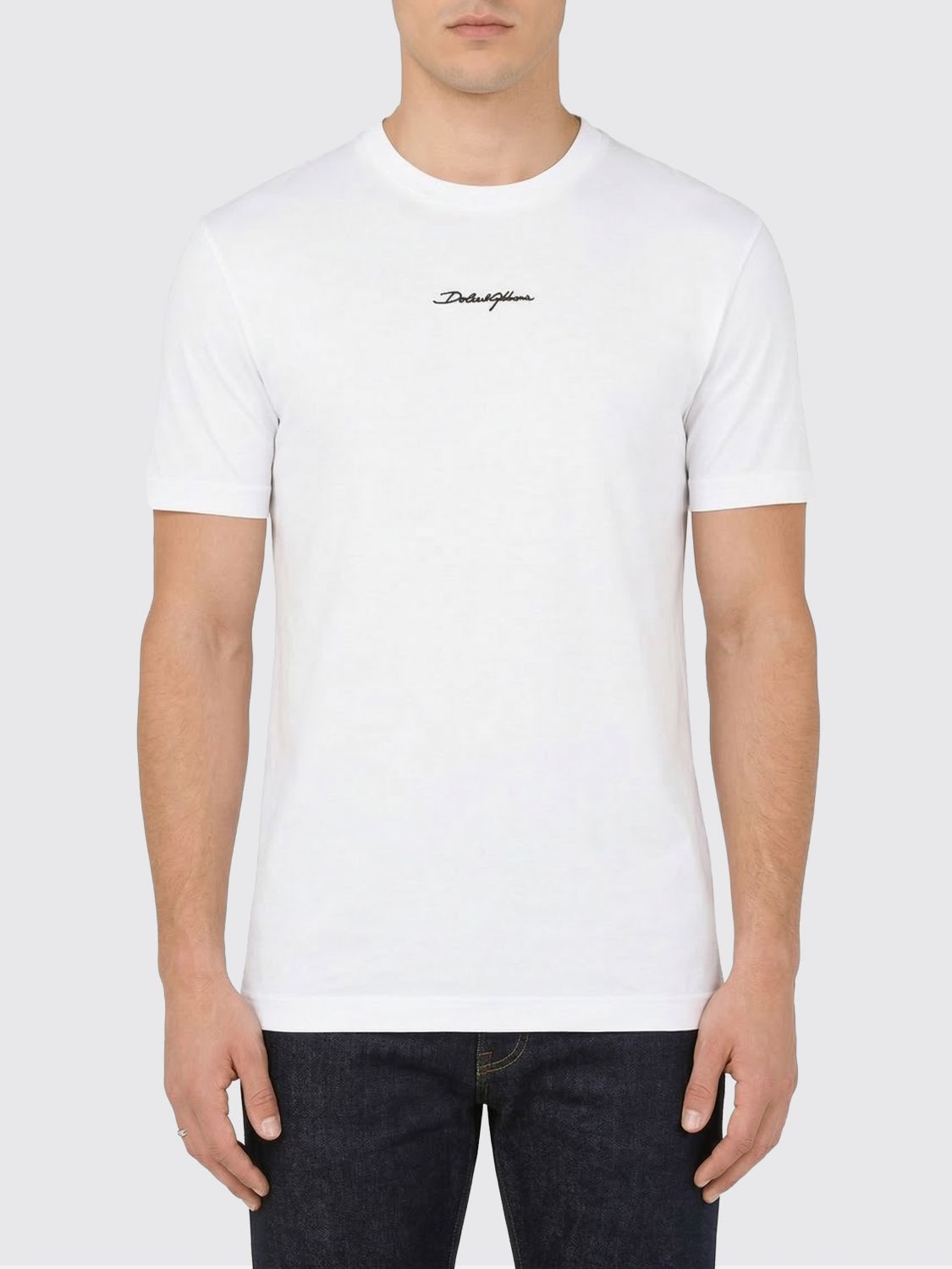 DOLCE & GABBANA Baumwoll-Rundhals-T-Shirt mit Logo