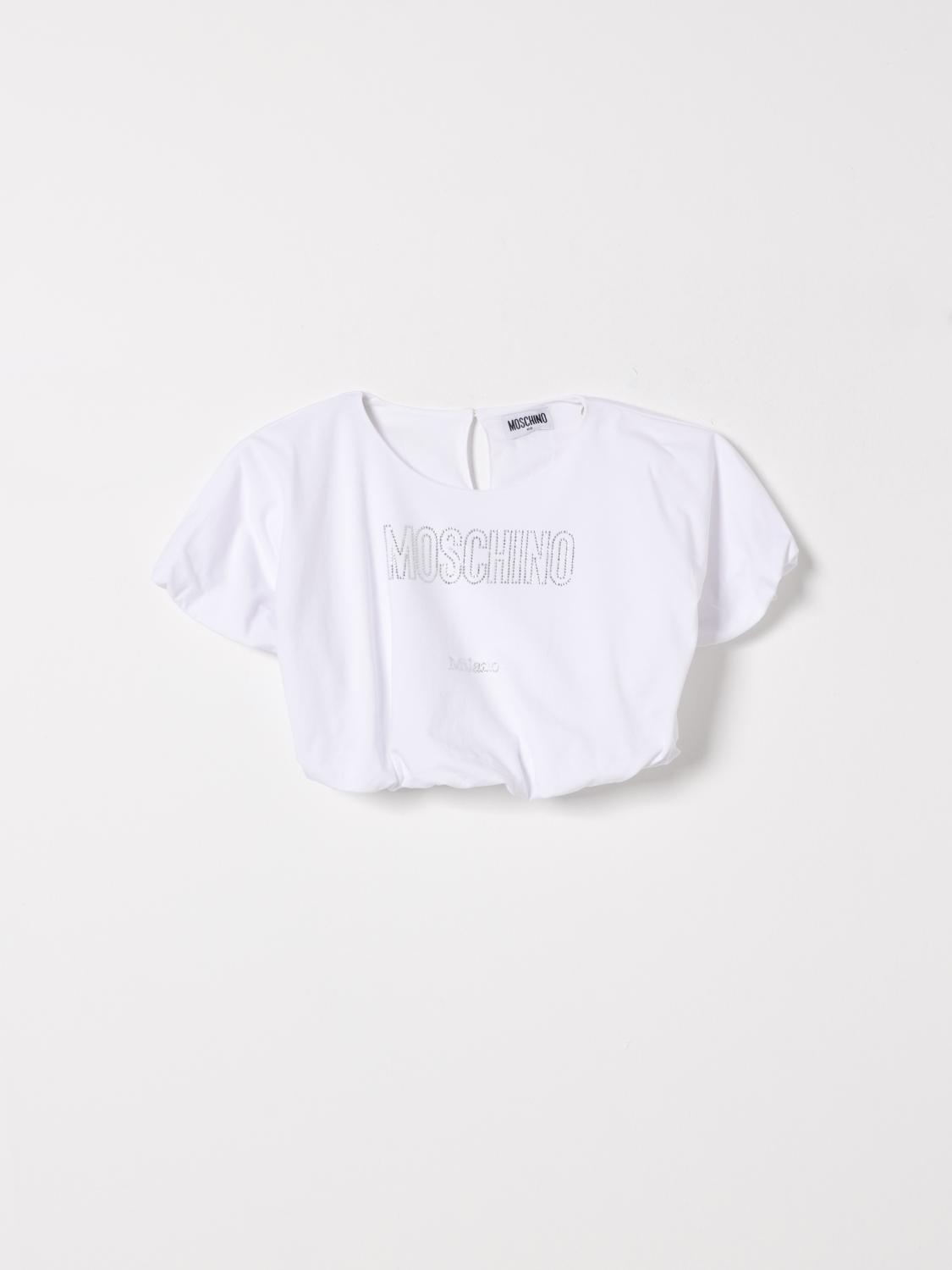 MOSCHINO Baumwoll-Crop-Top mit Strass-Logo