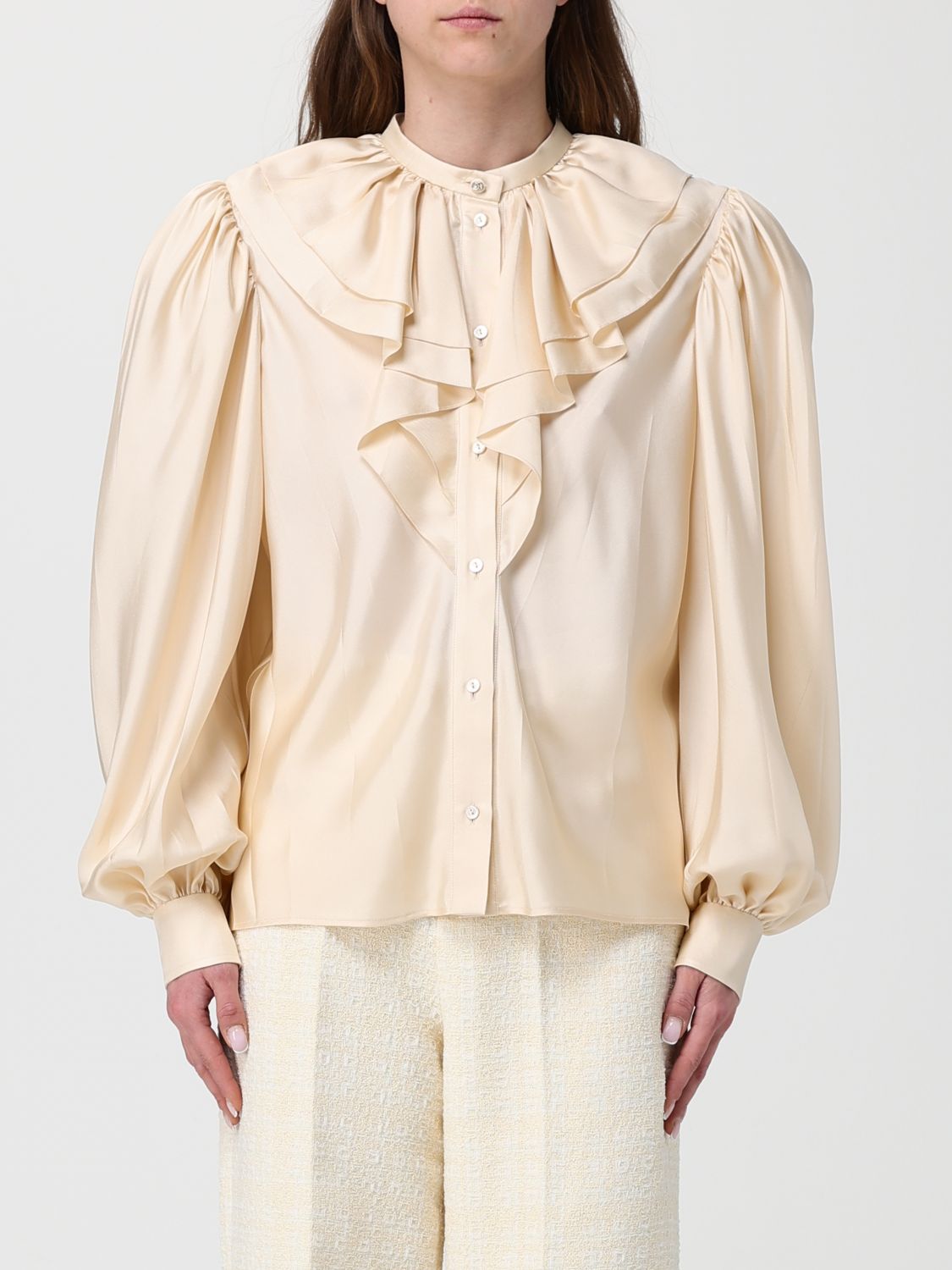 GUCCI Camicia in raso di seta con rouches