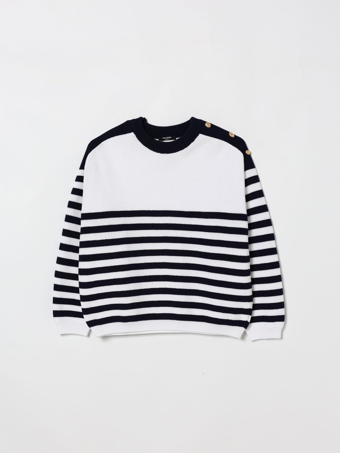 BALMAIN Gestreifter Baumwollpullover