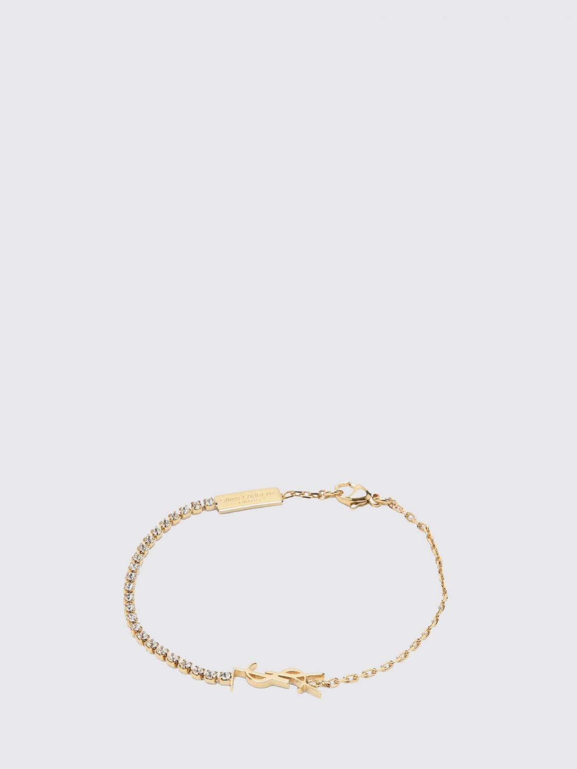 SAINT LAURENT Bracciale in ottone con strass incastonati
