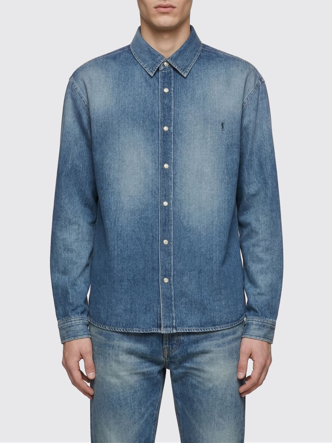 SAINT LAURENT Camicia casual in denim di cotone