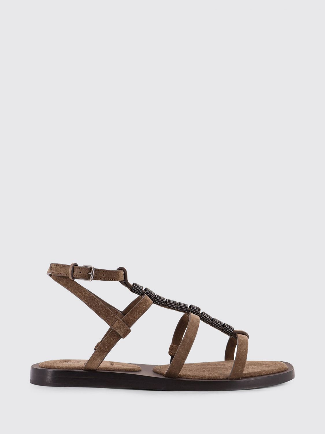 BRUNELLO CUCINELLI Wildleder-Sandalen mit Monile