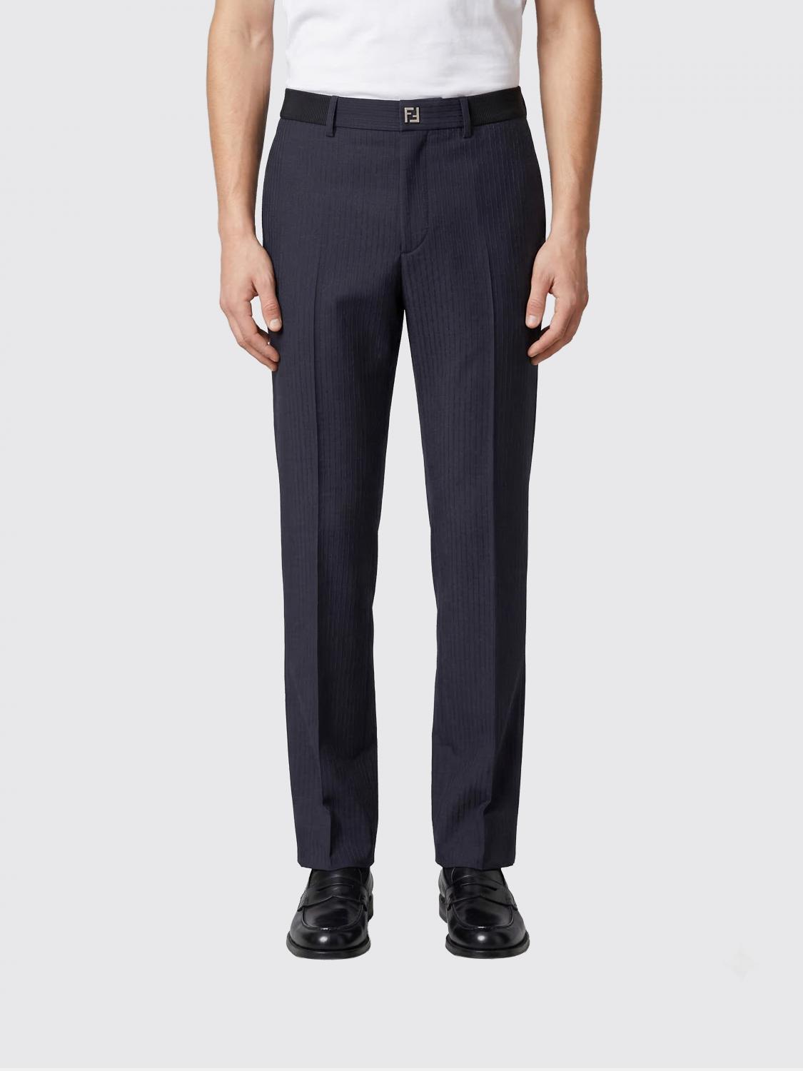 FENDI Pantaloni sartoriali in lana e cotone