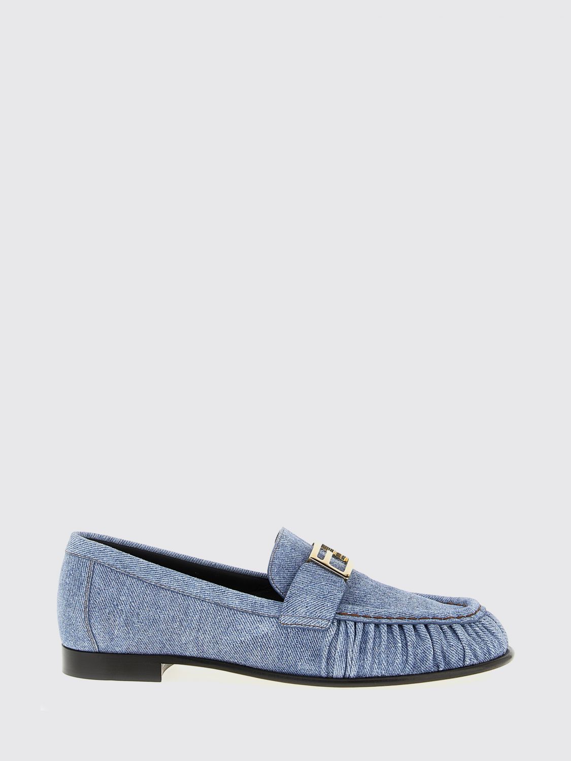 FENDI Mocassino Baguette in denim di cotone