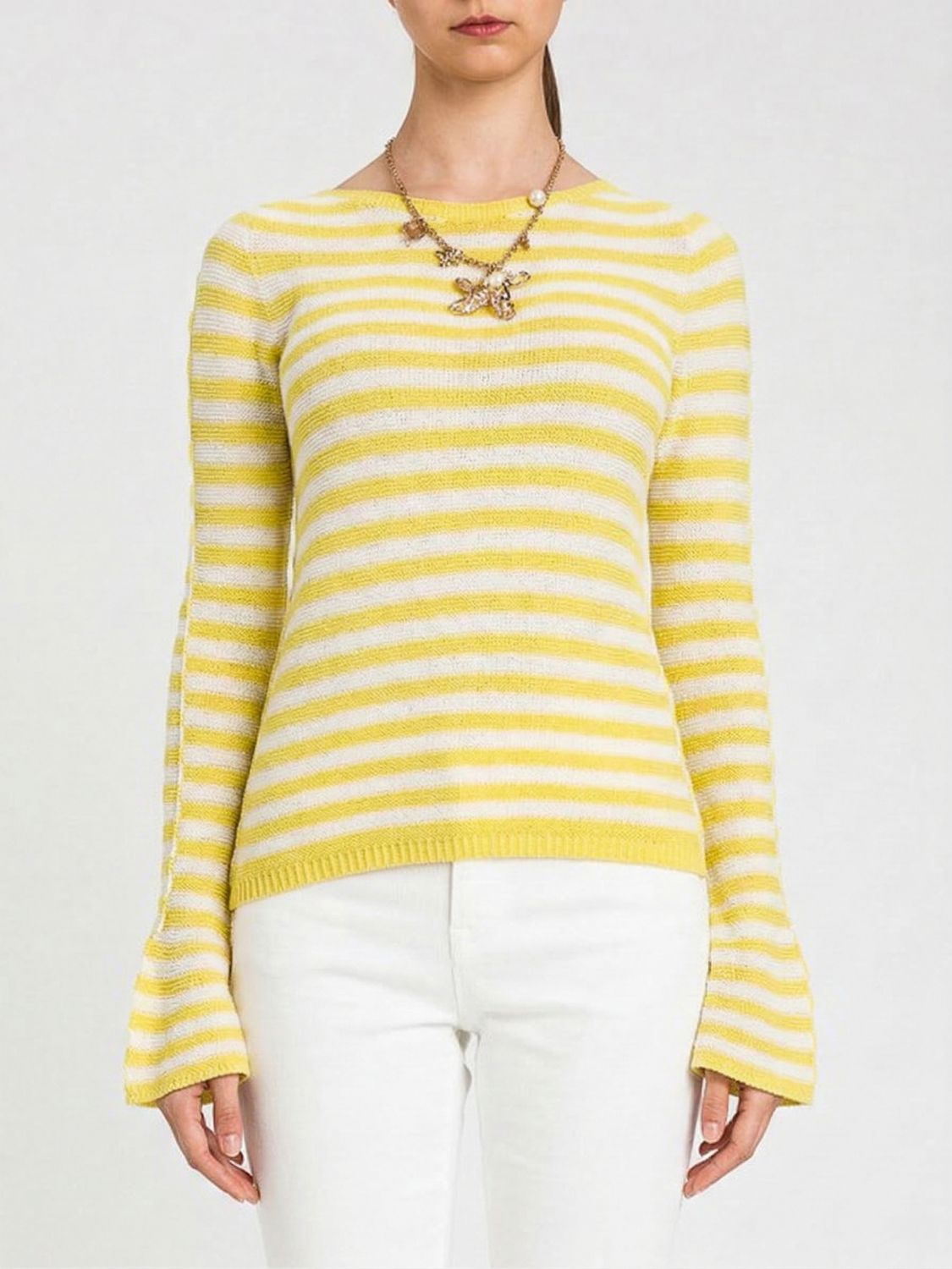 Twinset Gestreifter Baumwollmischpullover