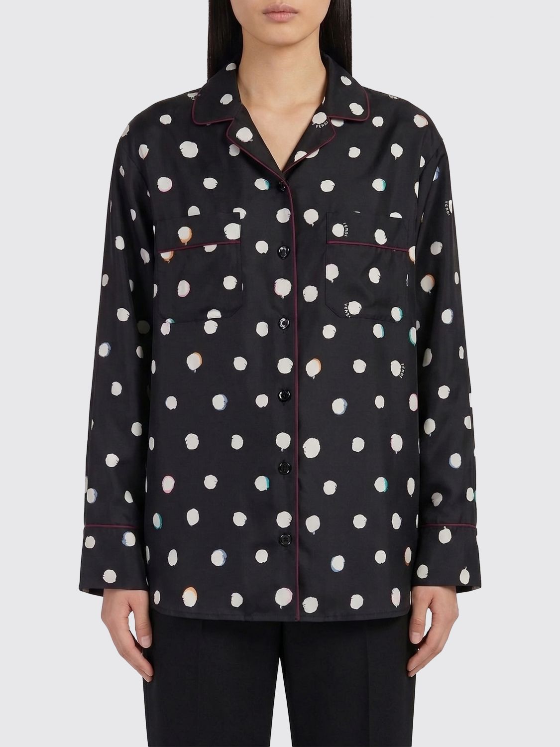 FENDI Camicia in seta con stampa a pois
