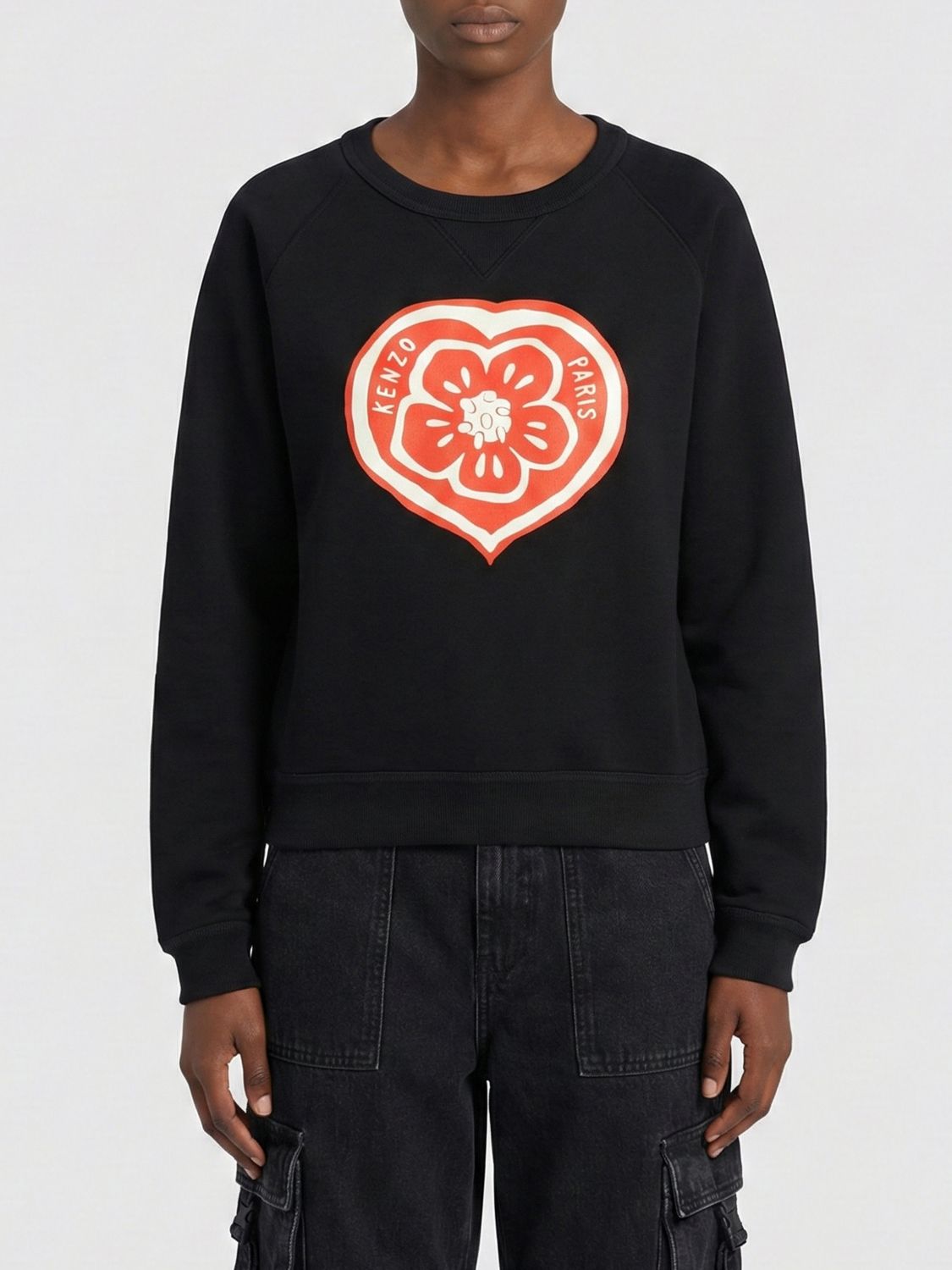KENZO Cotton Crewneck Sweatshirt with Logo　KENZO ロゴ入りコットン クルーネック スウェットシャツ KENZO