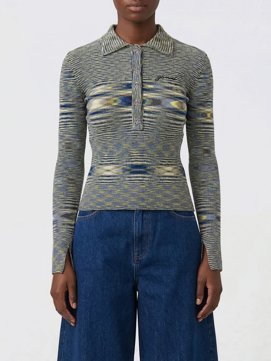GANNI Recycled Knit Polo　GANNI リサイクル ニット ポロシャツ GANNI
