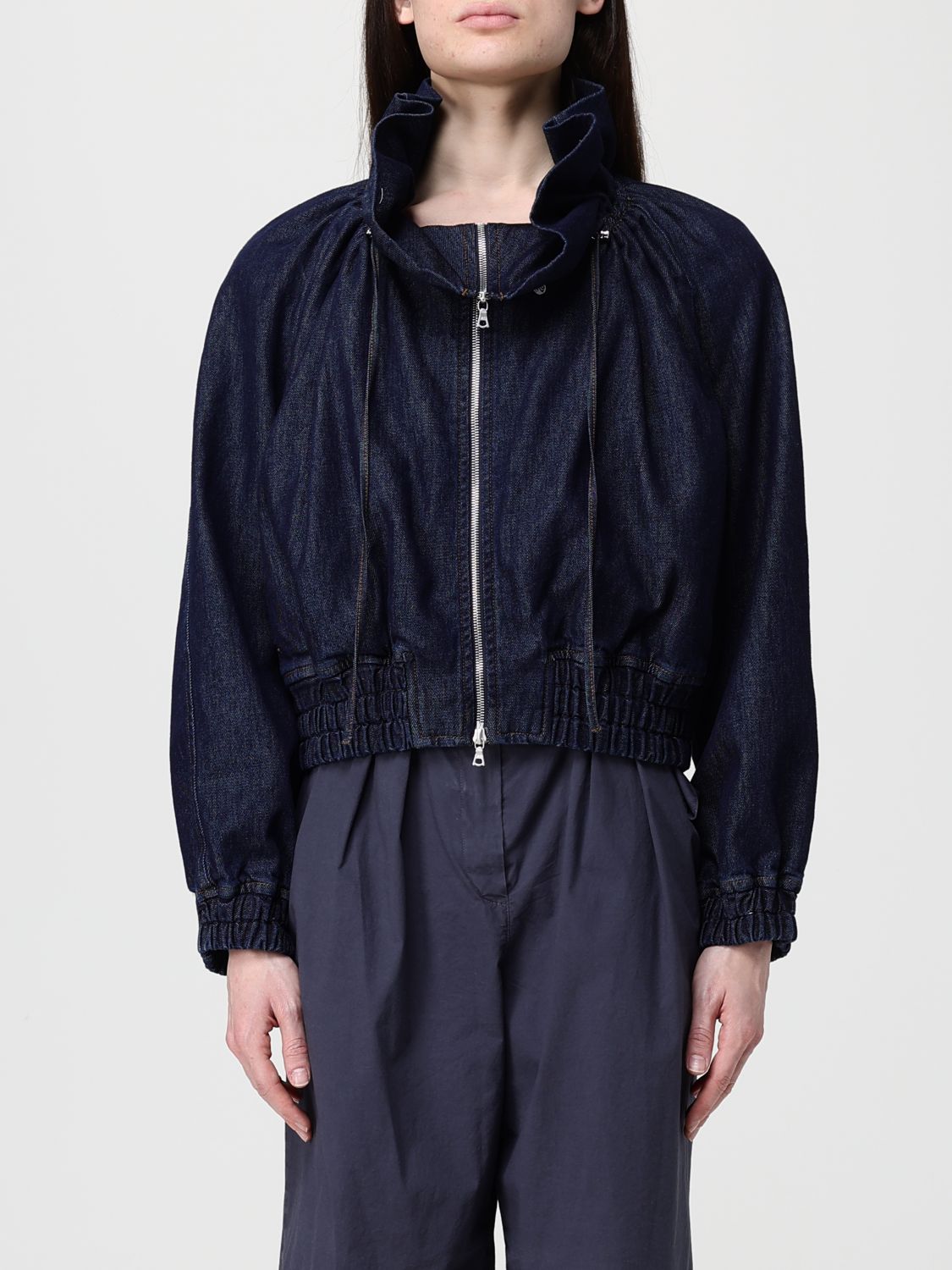 Dries Van Noten DRIES VAN NOTEN Cotton Denim Crop Bomber Jacket　DRIES VAN NOTEN コットンデニム クロップボンバージャケット