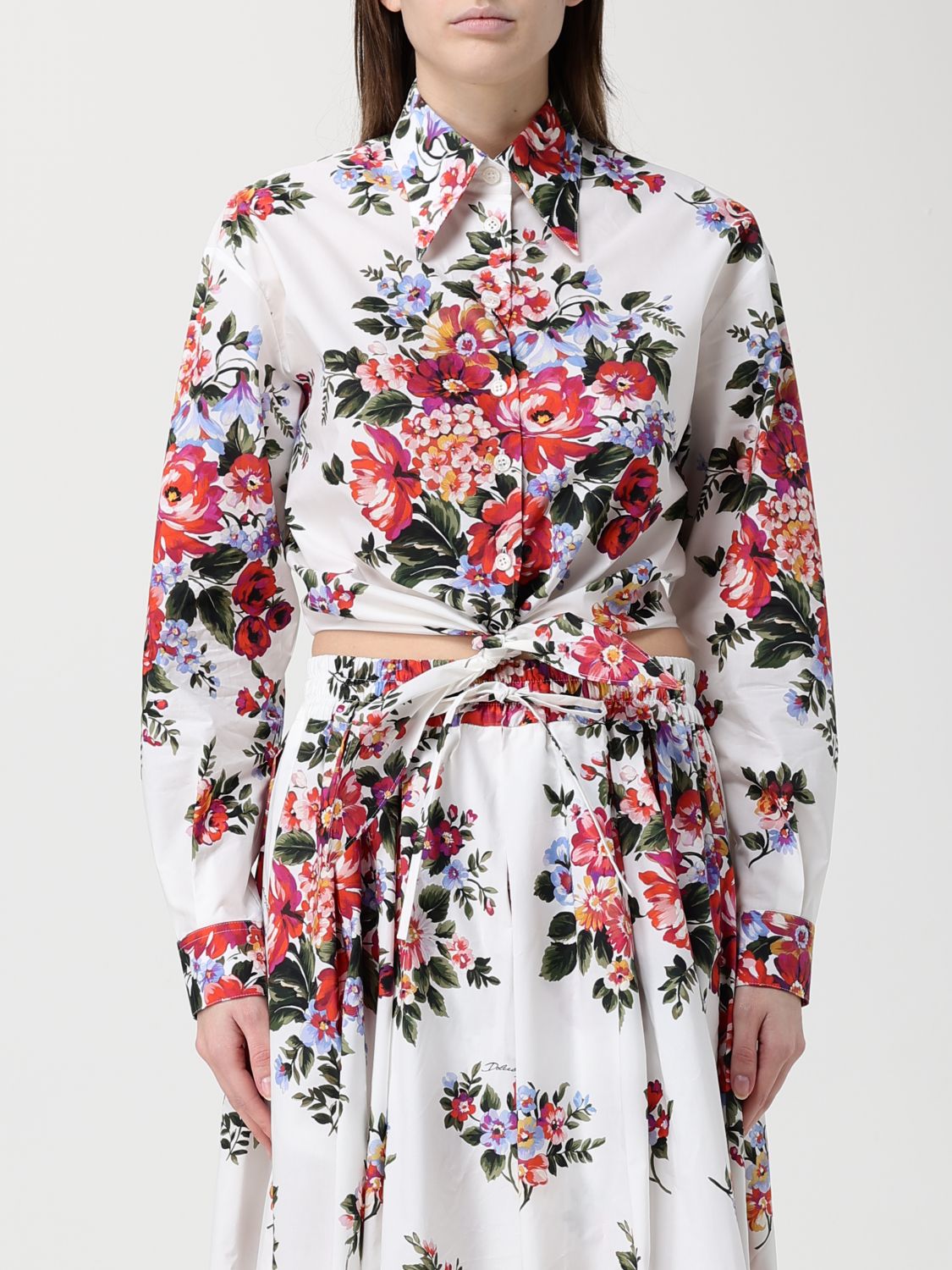 DOLCE & GABBANA Kurzes Popelinehemd mit Blumenprint