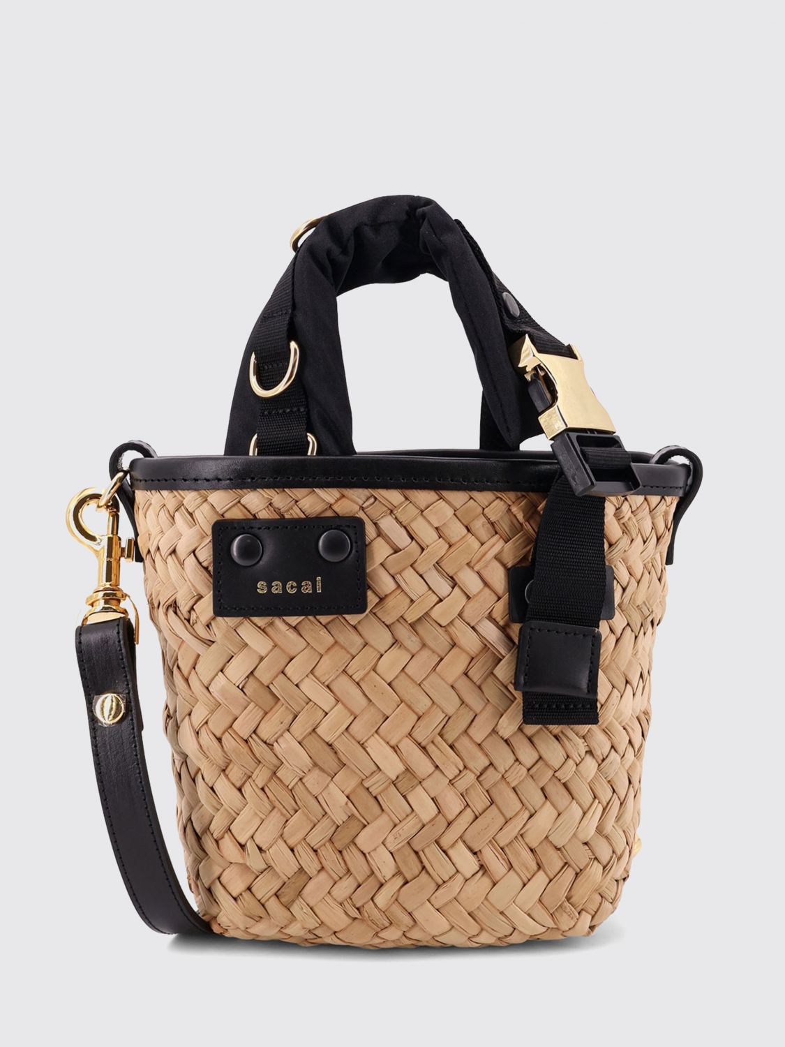 SACAI Woven Raffia and Leather Bag　SACAI ラフィアとレザーの織りバッグ SACAI