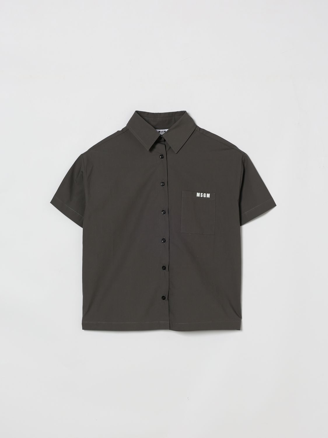 MSGM Kids Cotton Shirt With Logo　MSGM キッズ ロゴ入りコットンシャツ MSGM