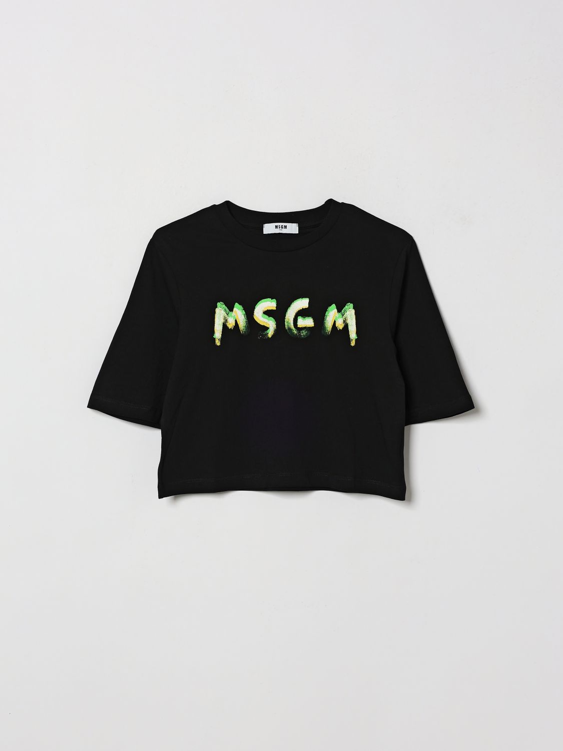 MSGM Kids T-shirt crop in cotone con logo