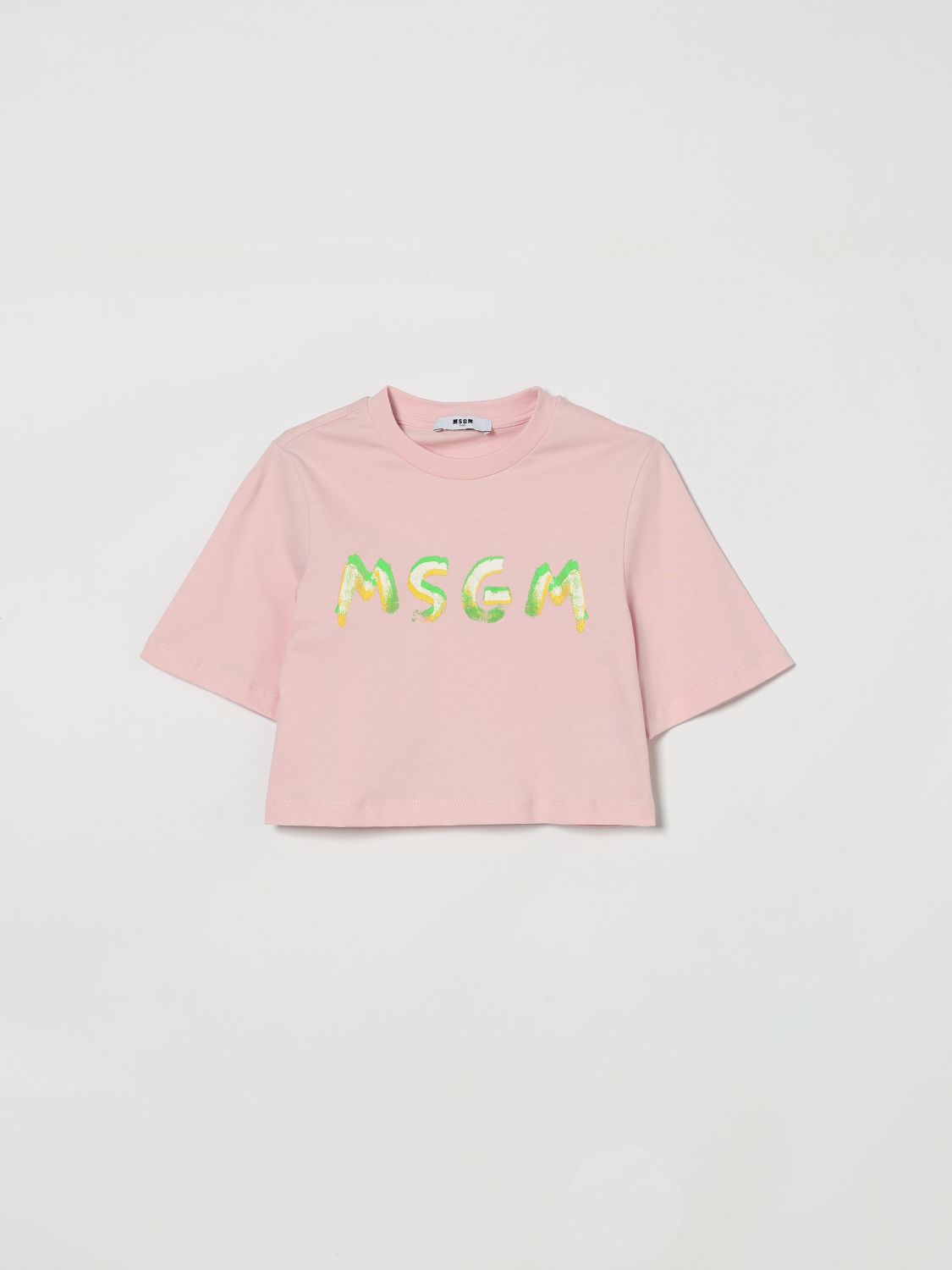 MSGM Kids Crop-T-Shirt aus Baumwolle mit Logo
