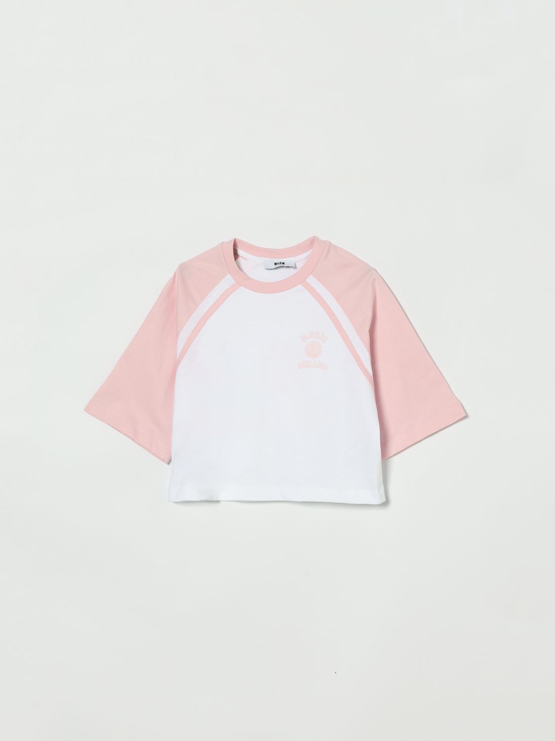 MSGM Kids Cotton T-shirt with Logo　MSGM キッズ ロゴ入りコットン T シャツ MSGM