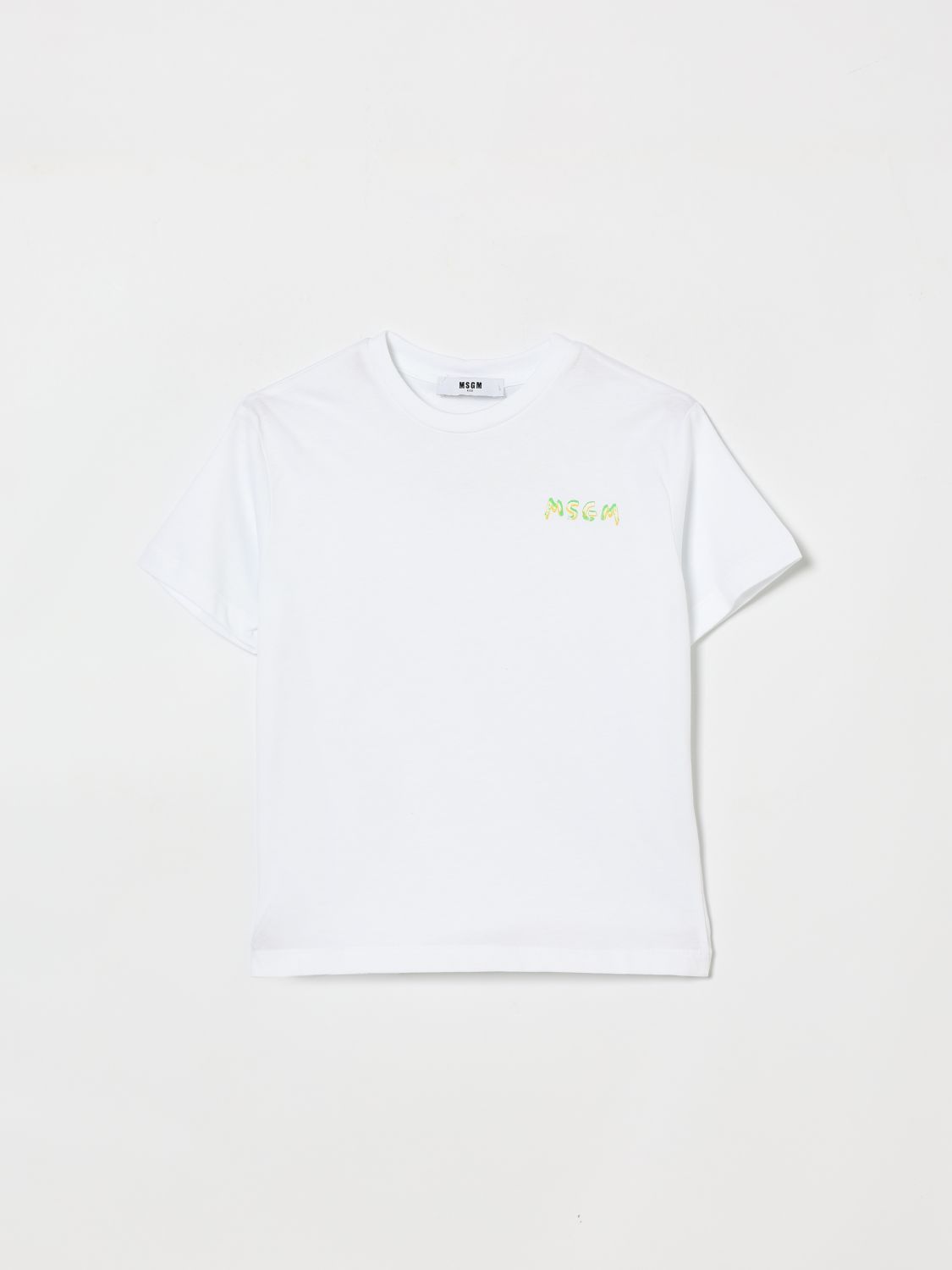 MSGM Kids Cotton T-Shirt with Logo　MSGM キッズ ロゴ入りコットン T シャツ MSGM
