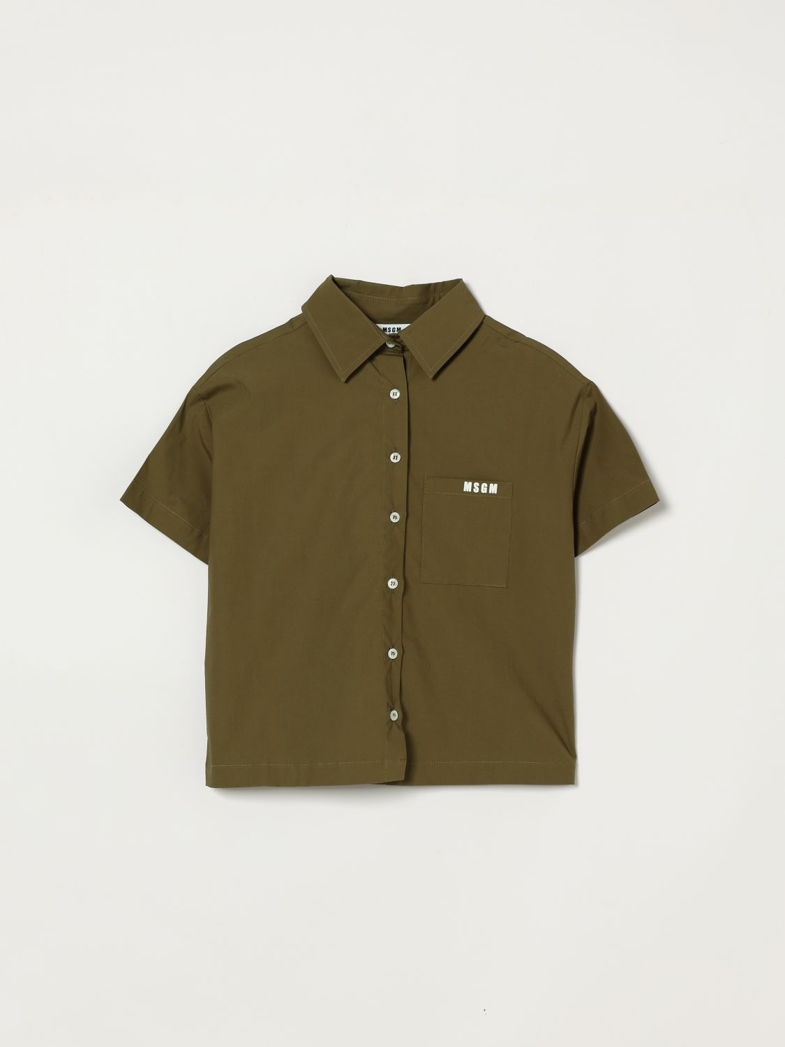 MSGM Kids Baumwollhemd mit Logo