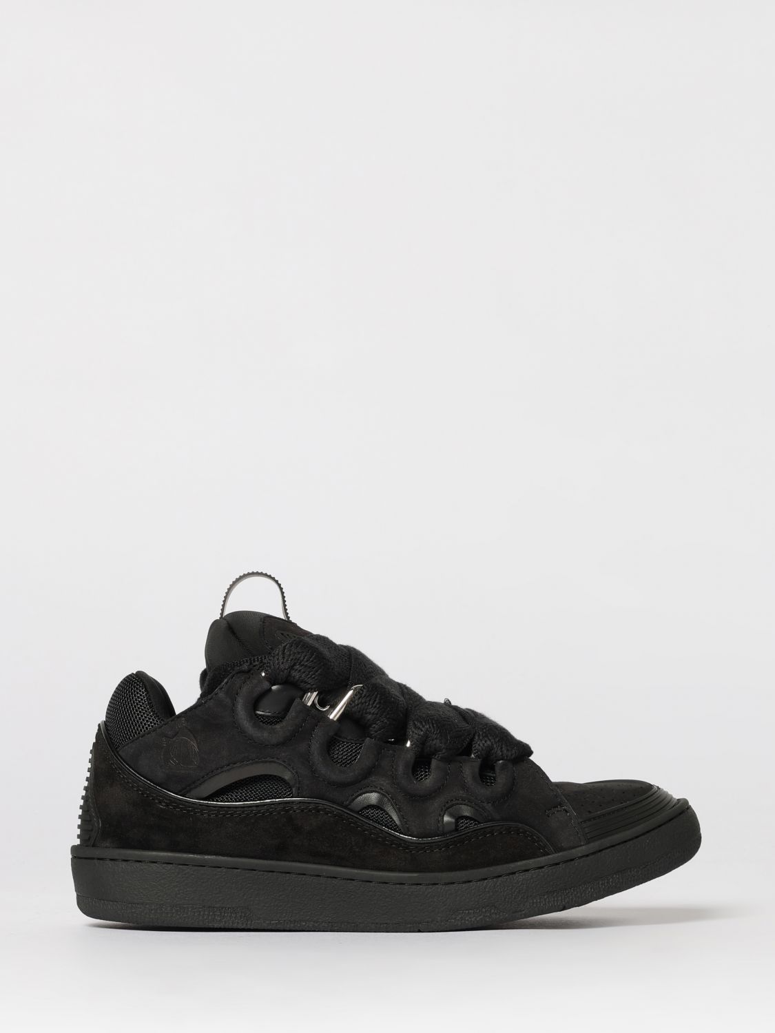 Lanvin Curb Suede And Mesh Sneakers