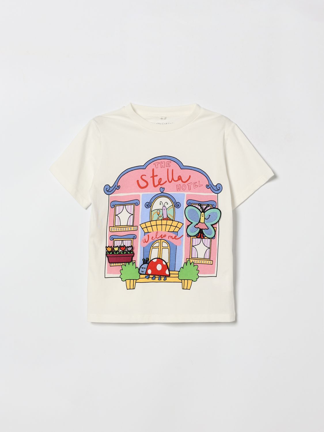 STELLA MCCARTNEY KIDS Printed Cotton T-Shirt with Patch　STELLA MCCARTNEY KIDS ワッペン付きプリントコットンTシャツ STELLA
