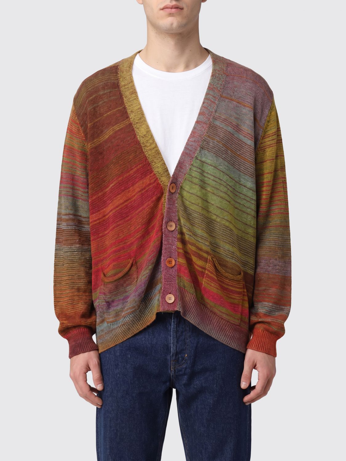 MAGLIANO Cardigan di cotone a righe con logo