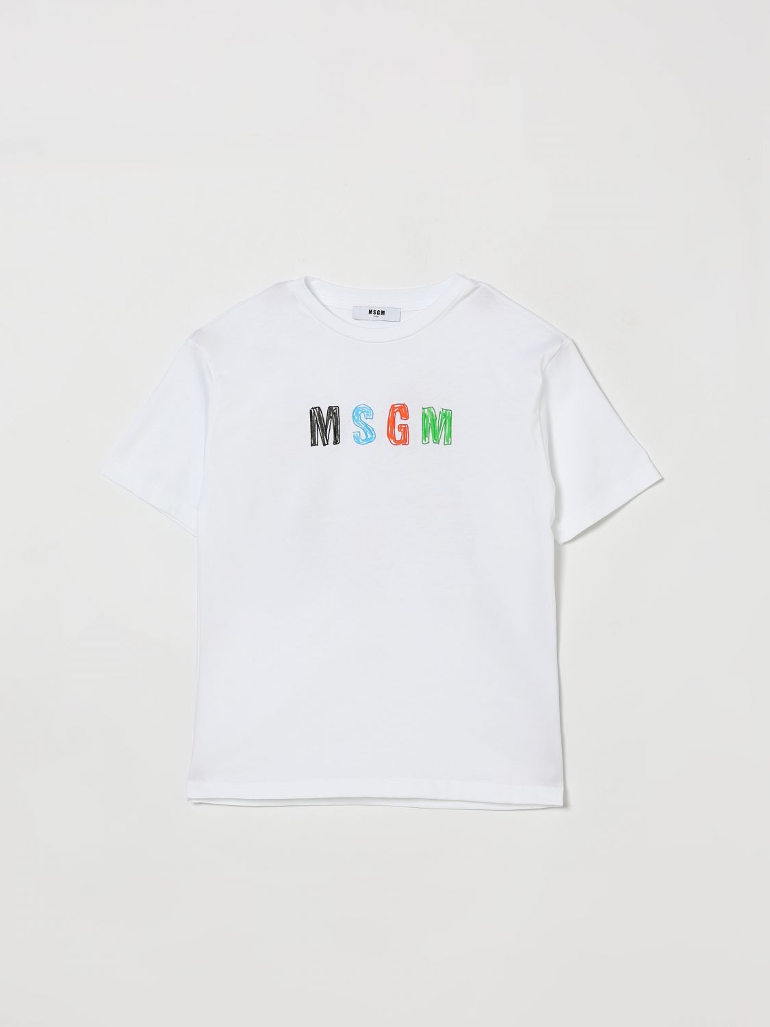 MSGM Kids Cotton T-Shirt with Multicolor Logo　MSGM キッズ コットン T シャツ マルチカラー ロゴ付き MSGM