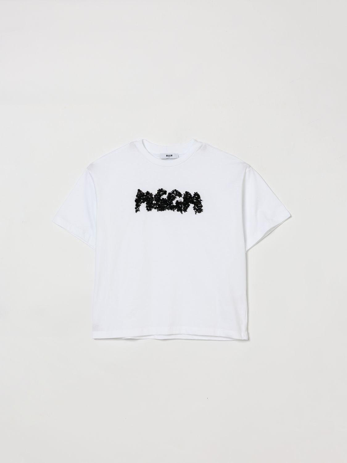 MSGM Kids Cotton T-shirt with Logo　MSGM キッズ ロゴ入りコットン T シャツ MSGM