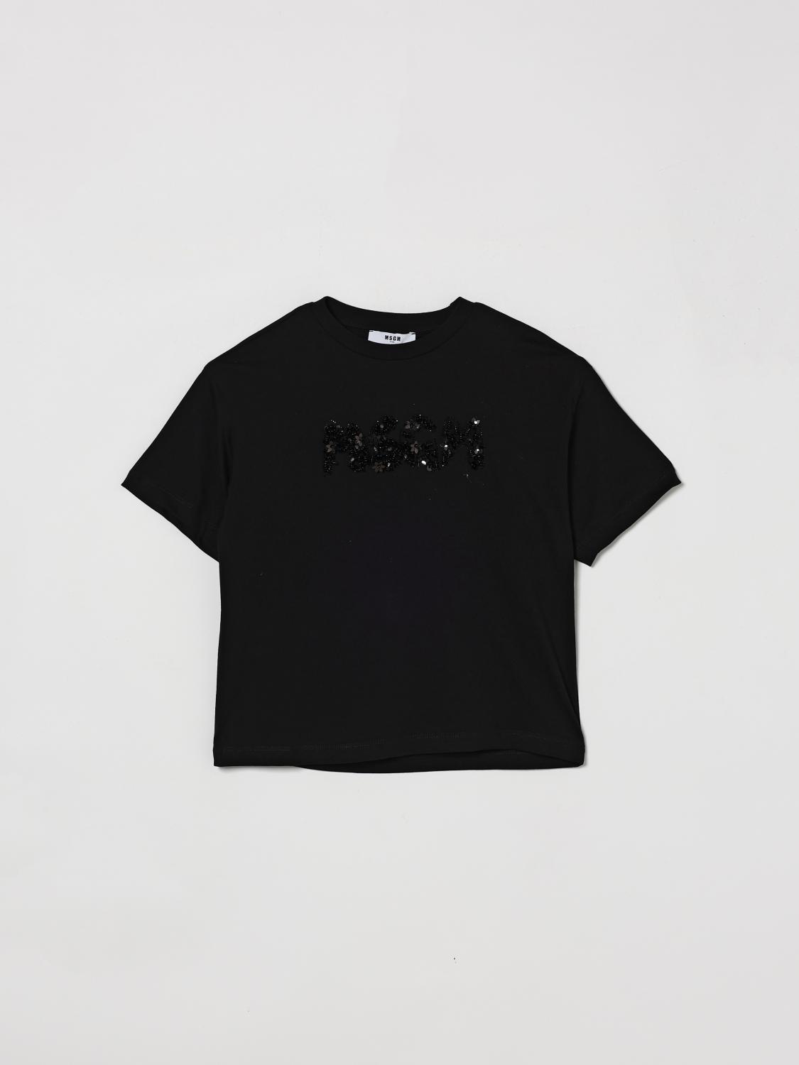 MSGM Kids Cotton T-shirt with Logo　MSGM キッズ ロゴ入りコットン T シャツ MSGM