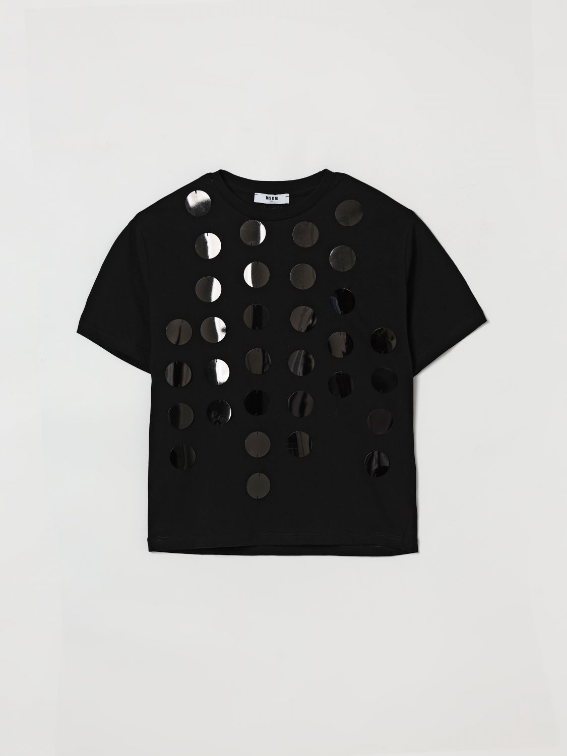 MSGM Kids Cotton T-shirt with Maxi Sequins　MSGM キッズ コットン T シャツ マキシ スパンコール付き MSGM