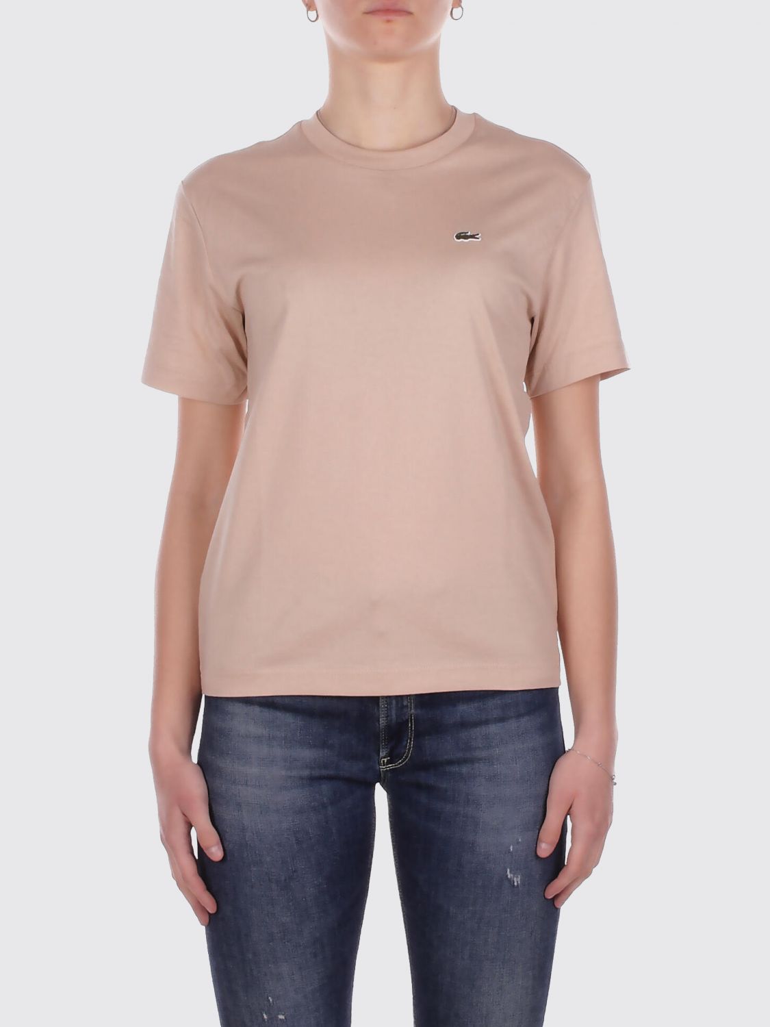 Lacoste Cotton T-shirts With Logo In 베이지