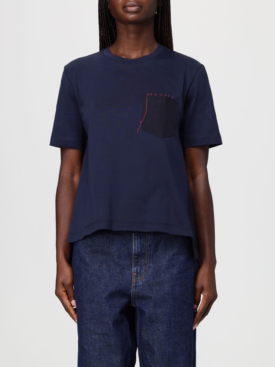 MARNI Cotton T-Shirt with Patch Pocket　MARNI パッチポケット付きコットン Tシャツ MARNI