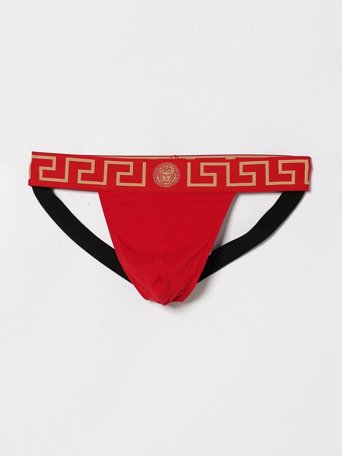 VERSACE Stretch Cotton Jockstrap with Jacquard Logo　VERSACE ジャカードロゴ入りストレッチコットンジョックストラップ VERSACE
