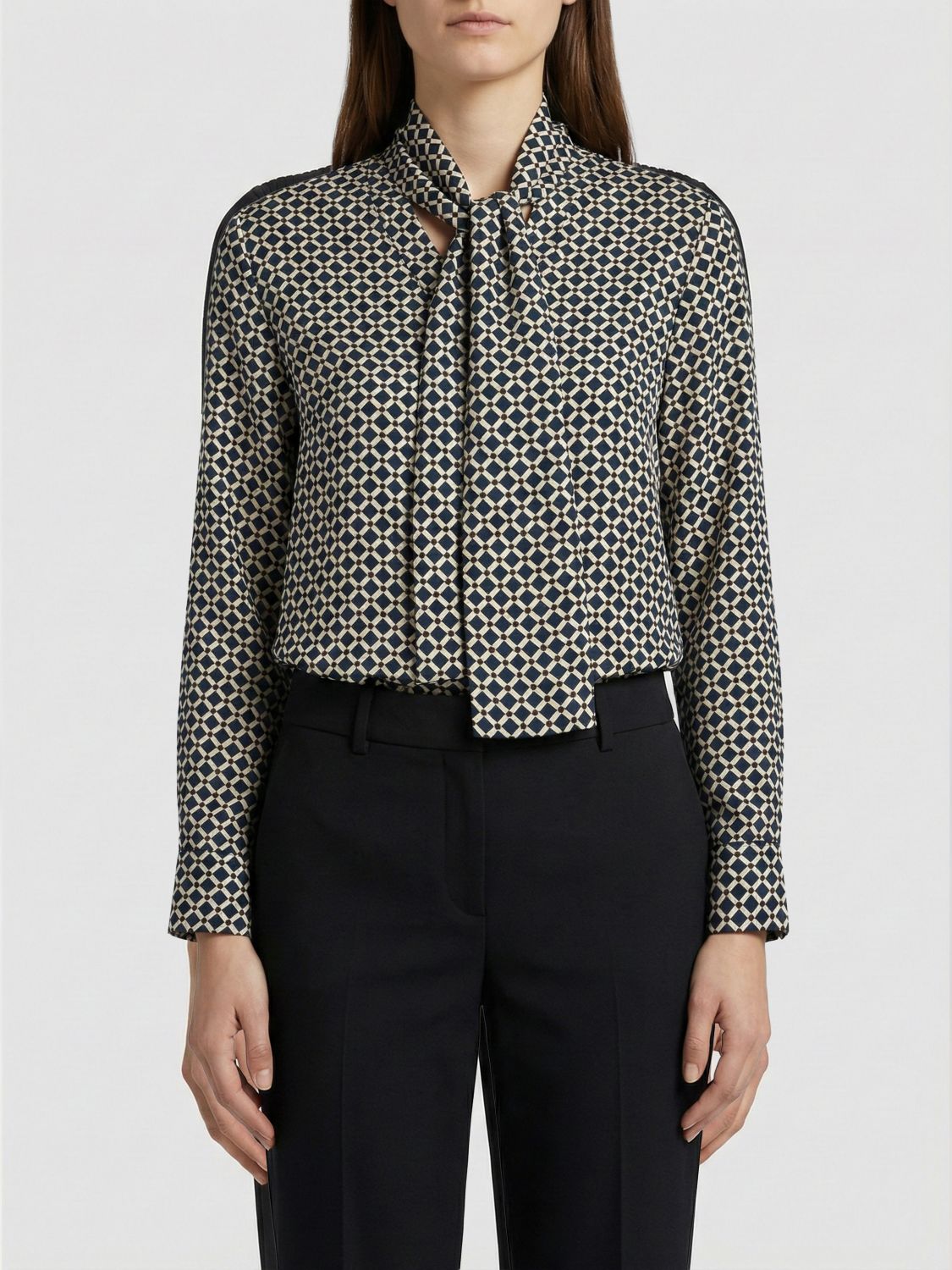 's Max Mara Printed Georgette Shirt In Black