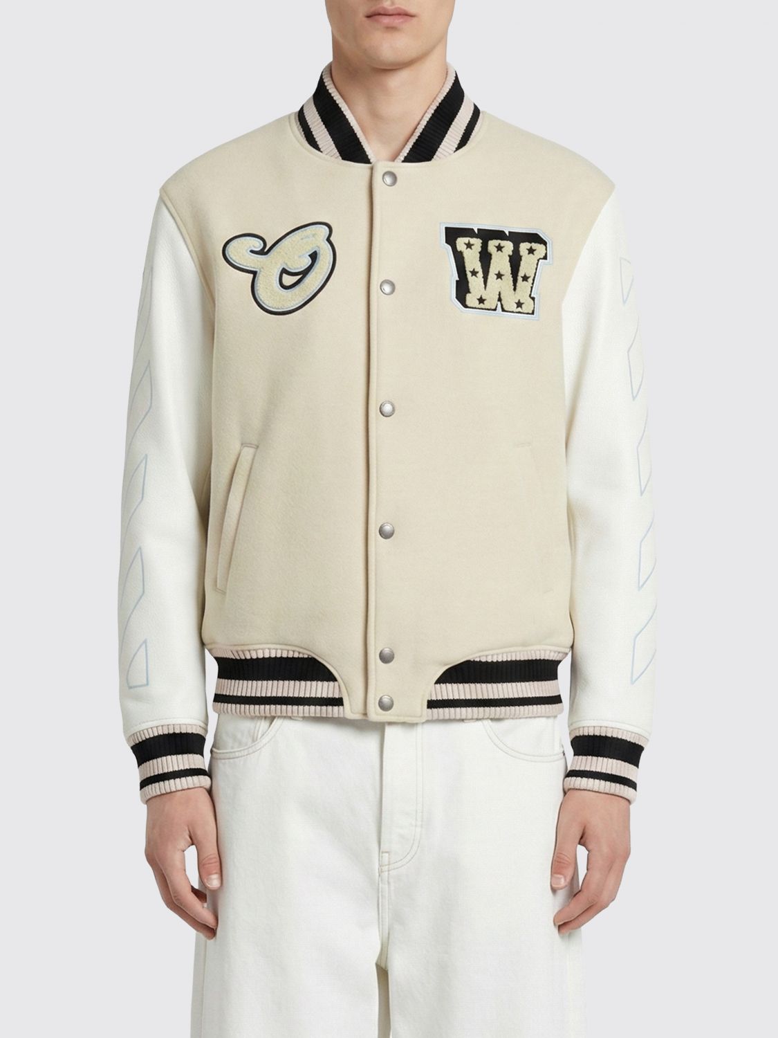Off-White Off-White Wool Blend Varsity Jacket　オフホワイト ウール ブレンド バーシティ ジャケット