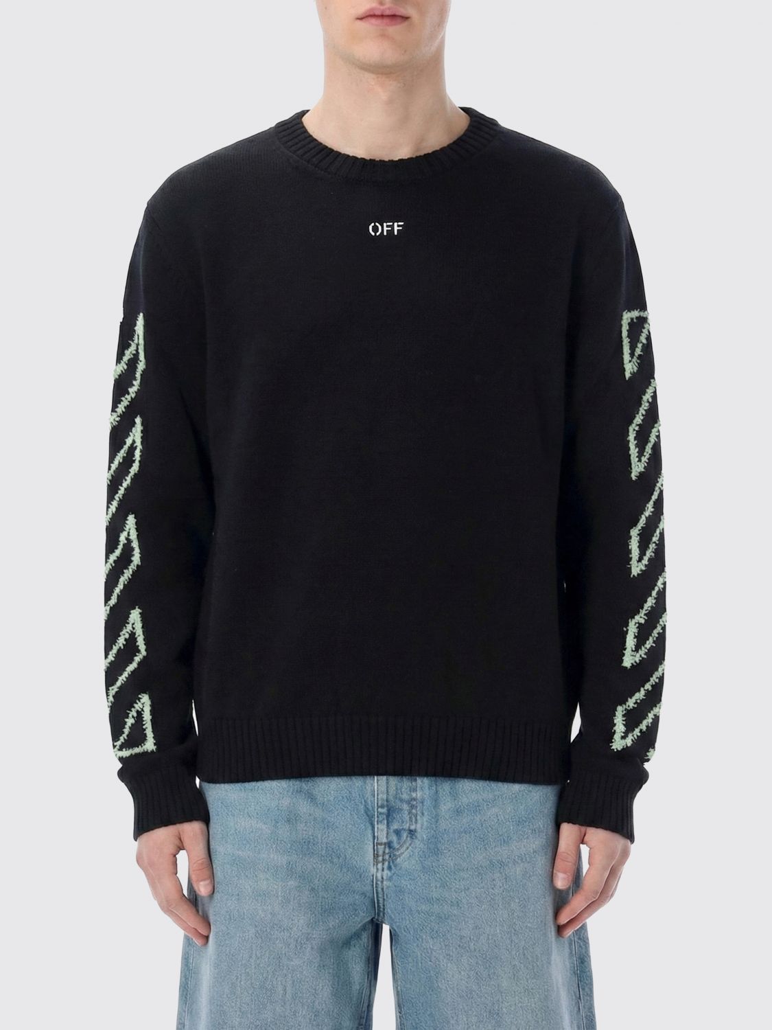 Off-White Arrow Logo Cotton Crewneck Sweater　オフホワイト アロー ロゴ コットン クルーネック セーター Off-White