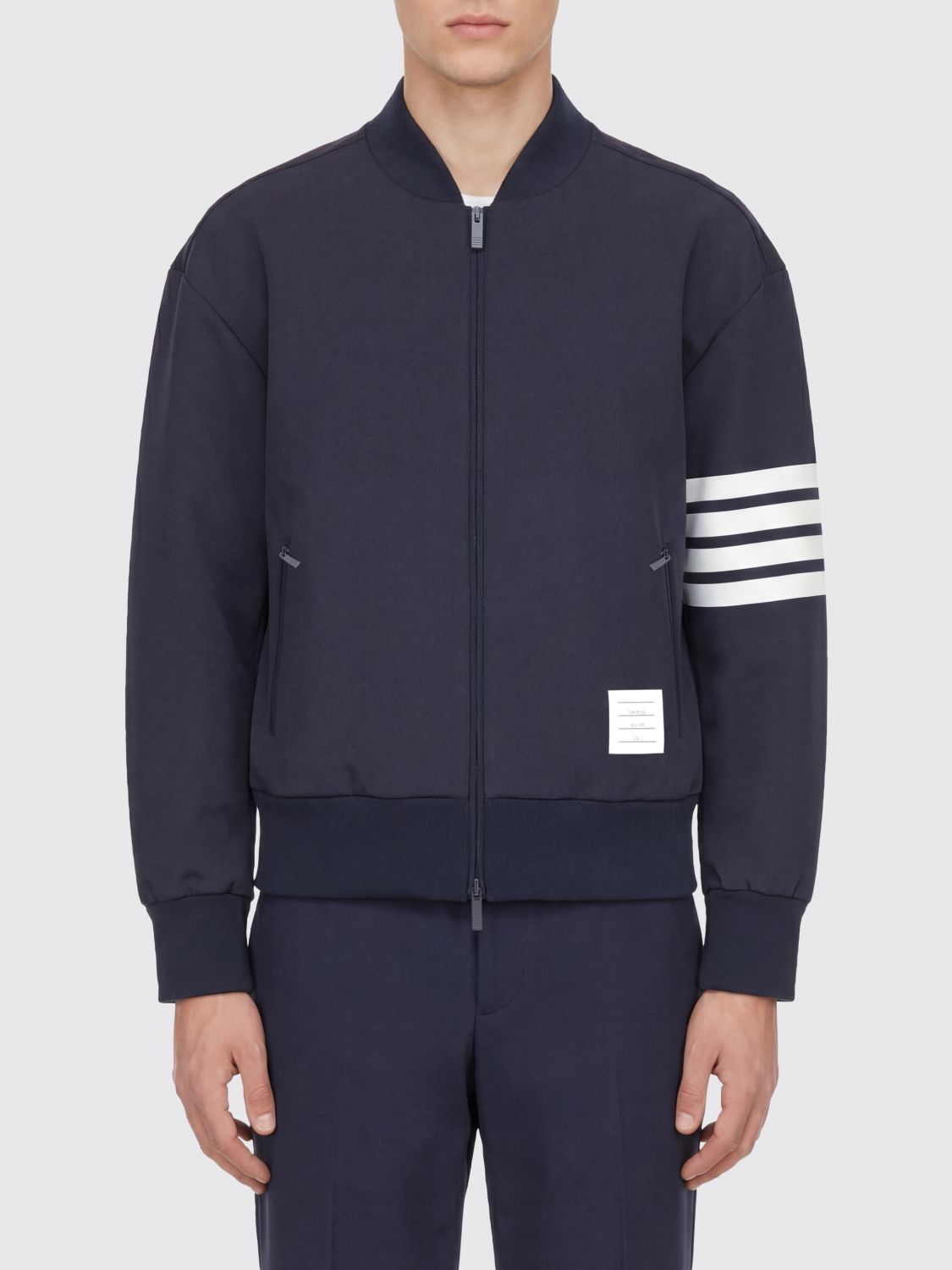 THOM BROWNE 4-Bar Viscose Blend Bomber Jacket