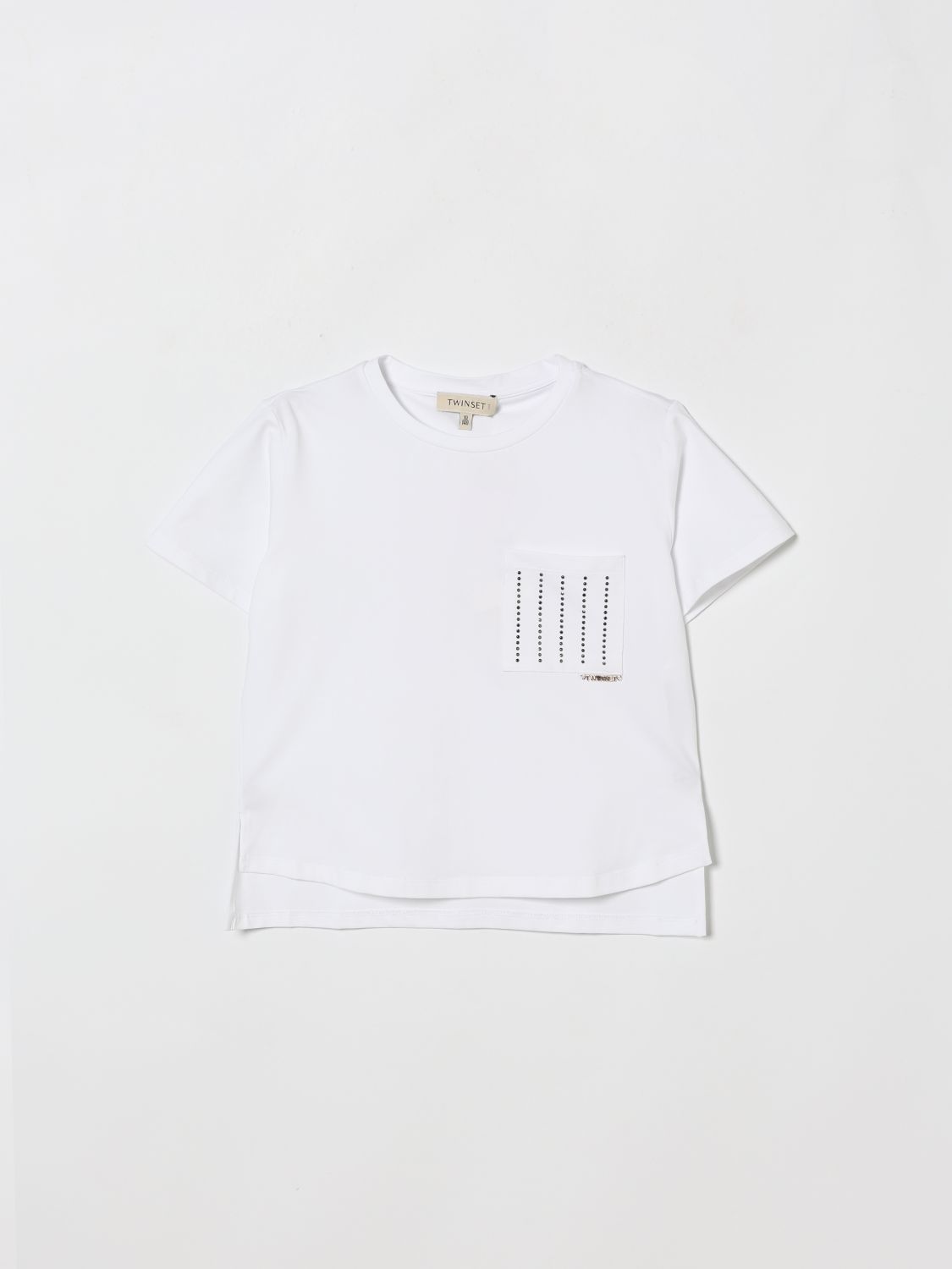 Twinset Baumwoll-T-Shirt mit Strasssteinen