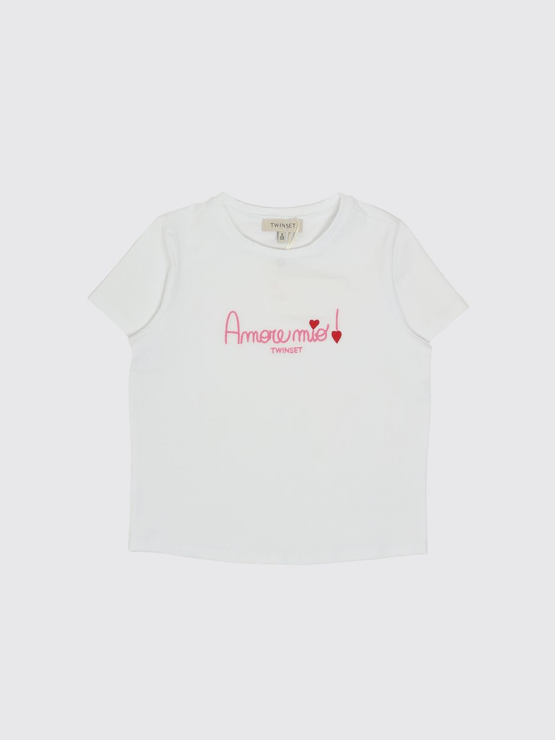 Twinset T-shirt in cotone con ricamo amore mio