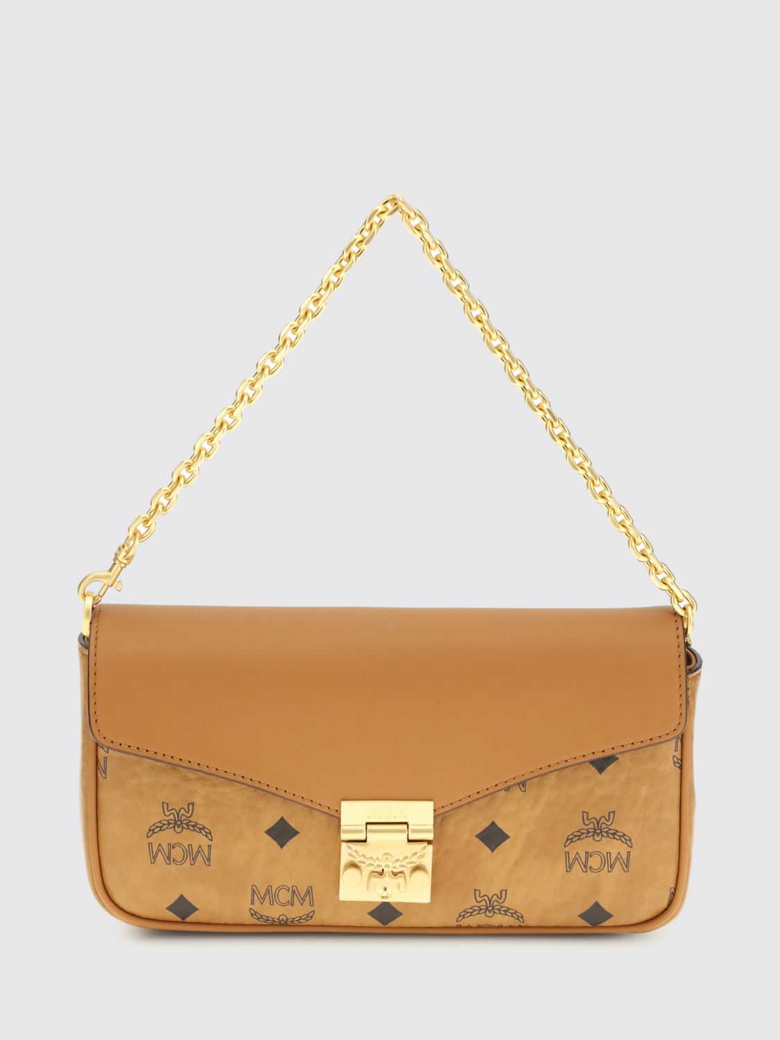 Borsa Tracy Mini MCM in cotone spalmato con logo all over