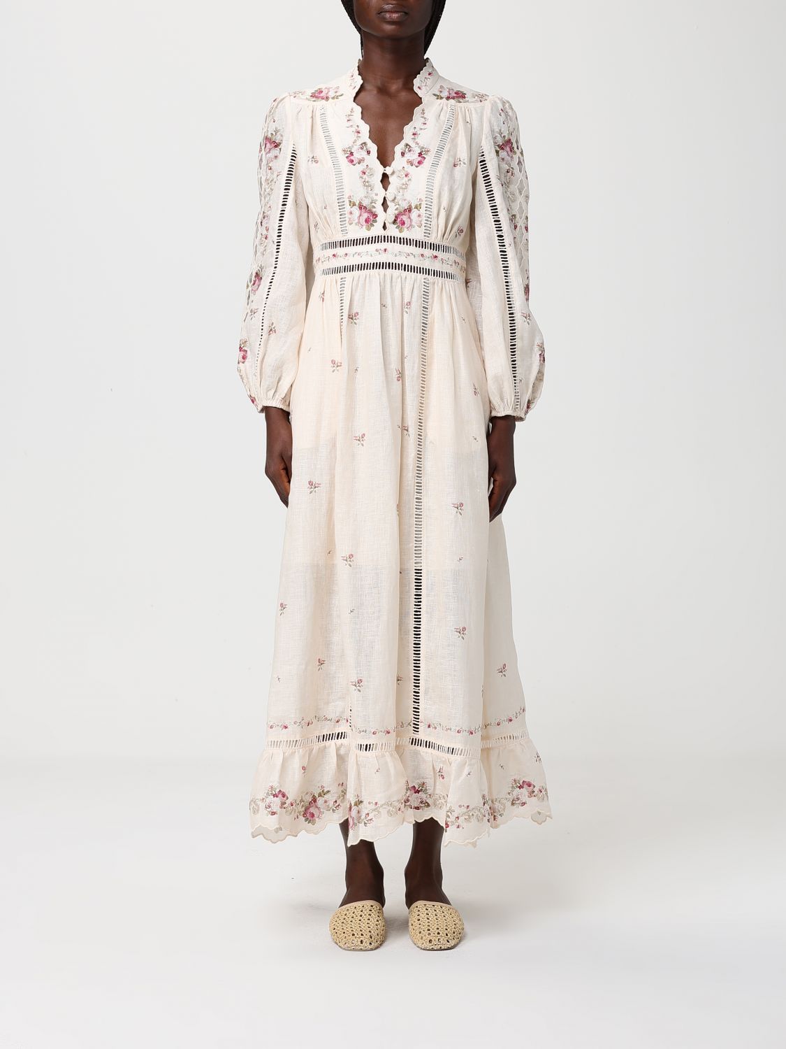 ZIMMERMANN Patience Printed Linen Midi Dress