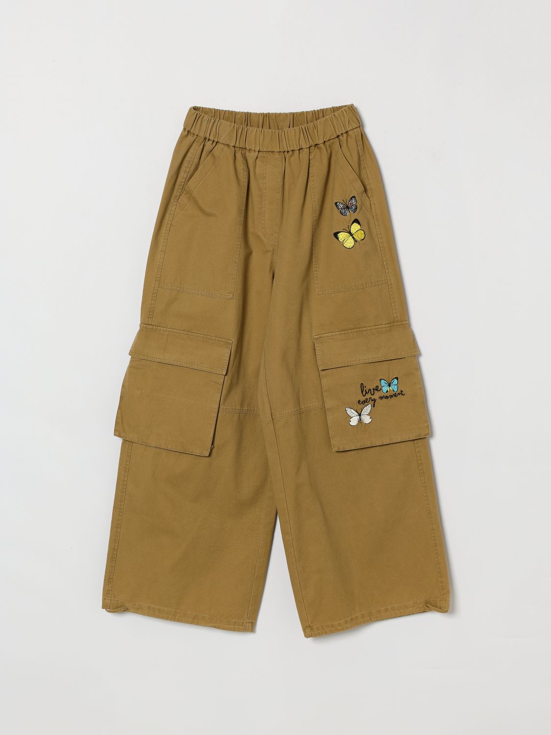 MONNALISA Pantaloni cargo in cotone con ricami