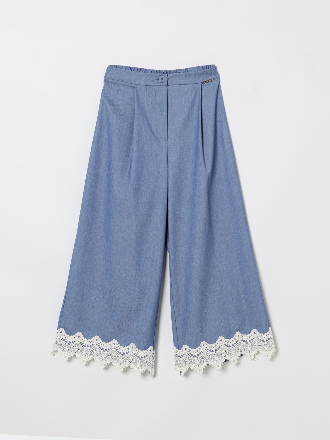 Twinset Weite Baumwollhose mit Spitzeneinsätzen