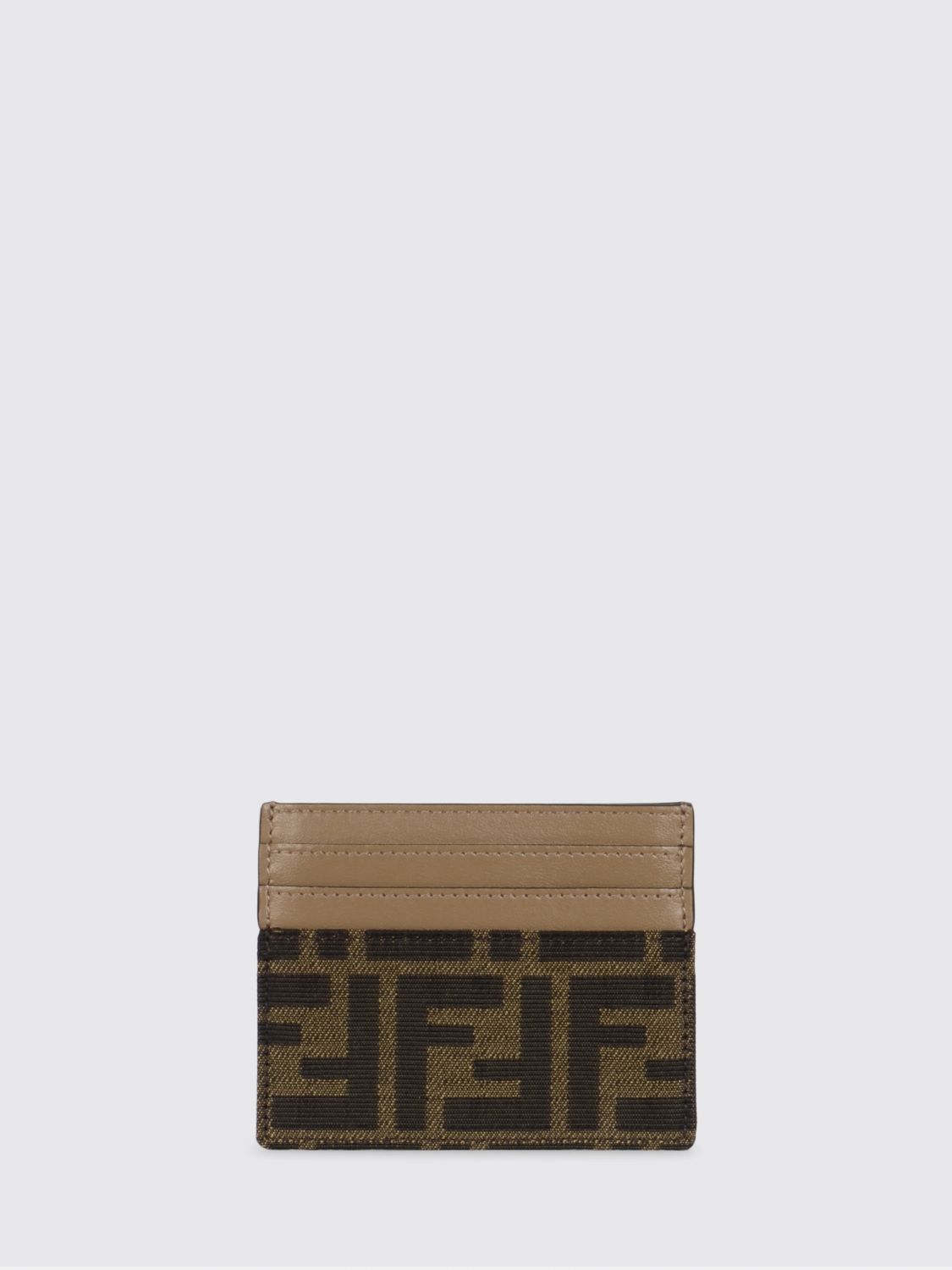 FENDI Portacarte Baguette in pelle e tessuto jacquard FF